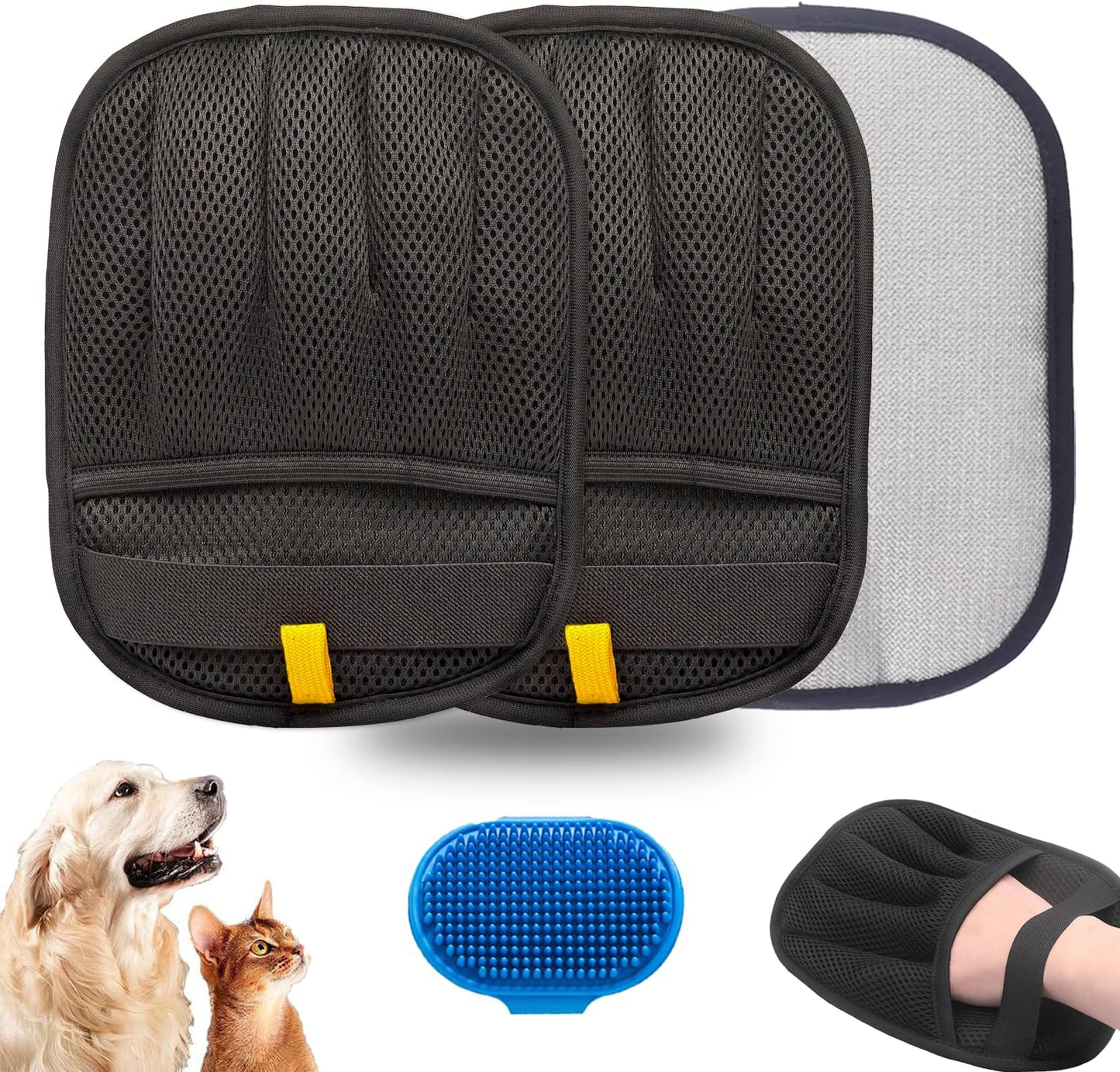 2PCS Pet Hair Remover, Electrostatic Pet Hair Removal Gloves, Reusable Cat & Dog Hair Remover for Couch, Furniture, Carpet, Curtain, Upgraded Animal Fur Removal Tool, Cat Grooming Gloves