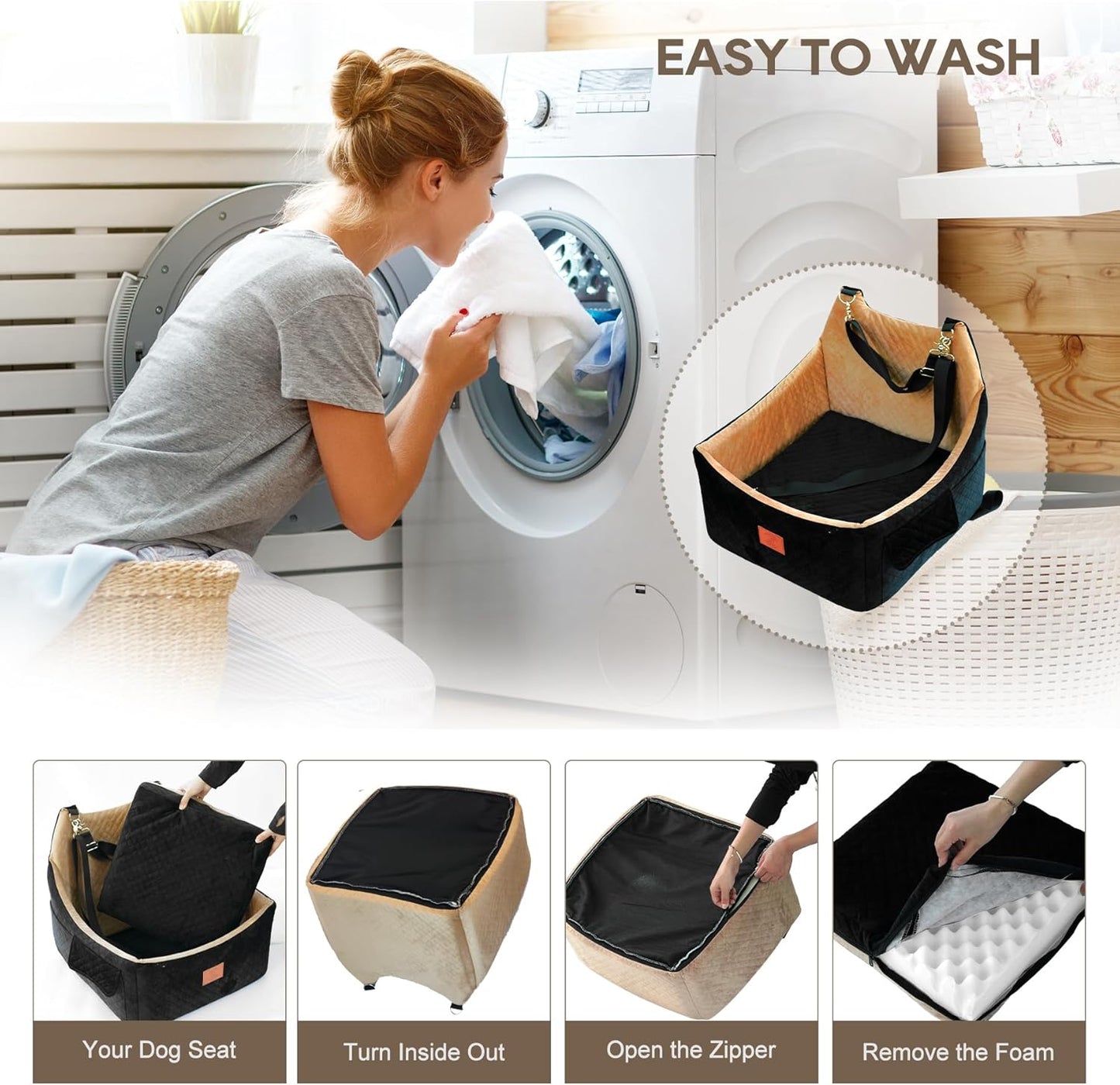 Dog Booster Car Seat for Medium and Small Sized Dogs Pet Car Bed Easy to Remove and Washable with Thickened Cushion Fits Cars Trucks and SUVs