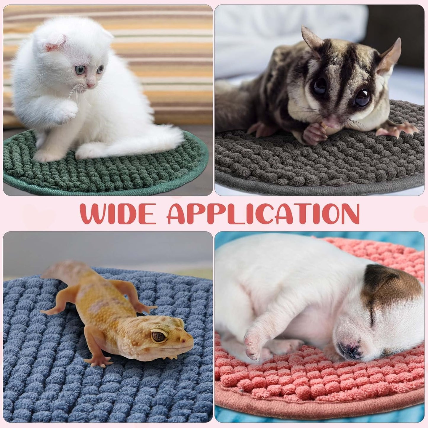 Amylove 4 Pcs Guinea Pig Cage Liner Guinea Pig Bedding Washable Fleece Pee Pads Reusable Small Animals Training Mat Small Animal Sleeping Bed for Bunny Hamster(Mixed Colors,Diameter 7.8 Inch)