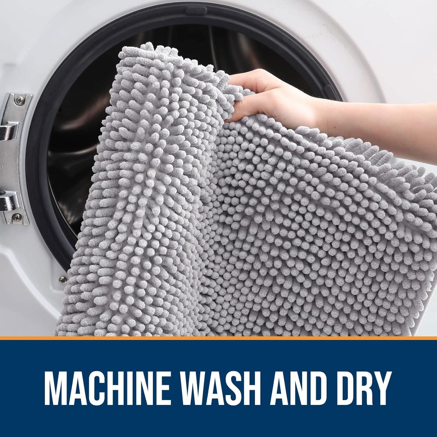 OLANLY Dog Door Mat for Muddy Paws 54x32, Absorbs Moisture and Dirt, Absorbent Non-Slip Washable Doormat, Quick Dry Chenille Mud Mat for Dogs, Entry Indoor Entryway Carpet for Inside Floor, Light Grey