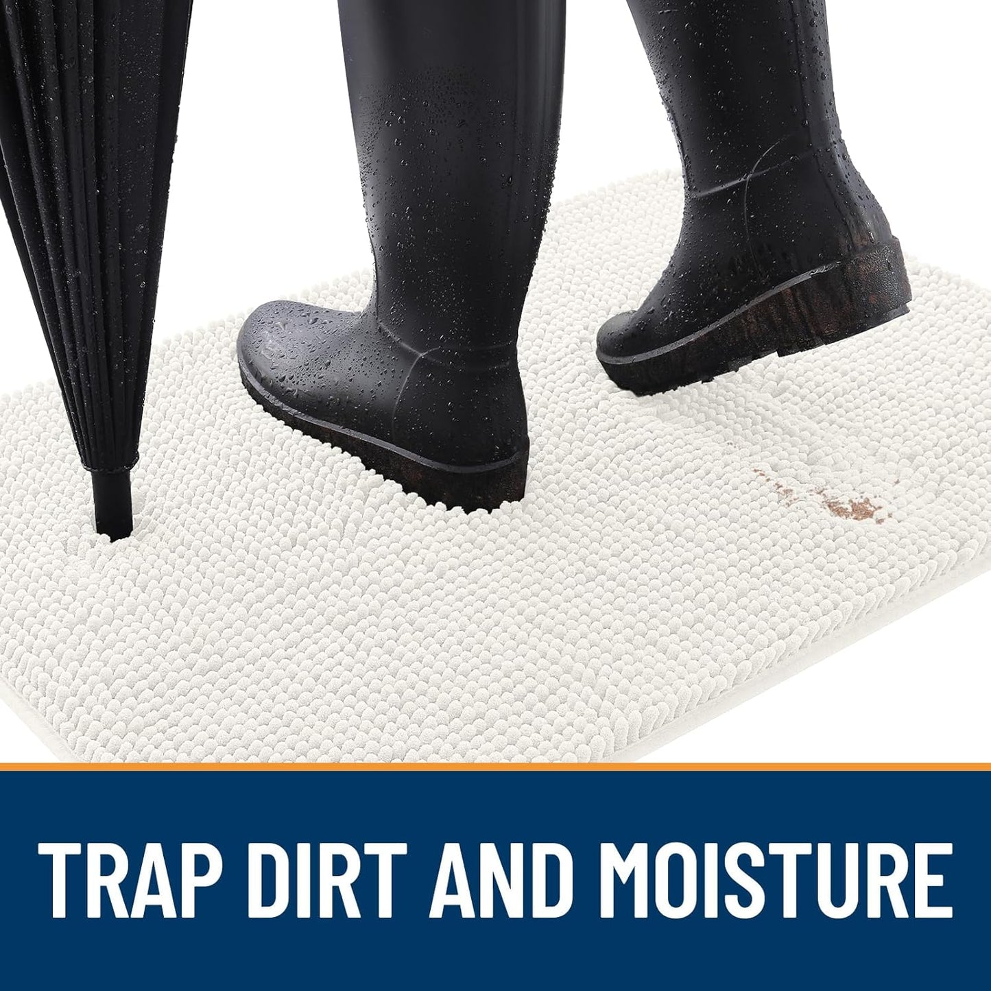 OLANLY Dog Door Mat for Muddy Paws 59x35, Absorbs Moisture and Dirt, Absorbent Non-Slip Washable Doormat, Quick Dry Chenille Mud Mat for Dogs, Entry Indoor Entryway Carpet for Inside Floor, Ivory