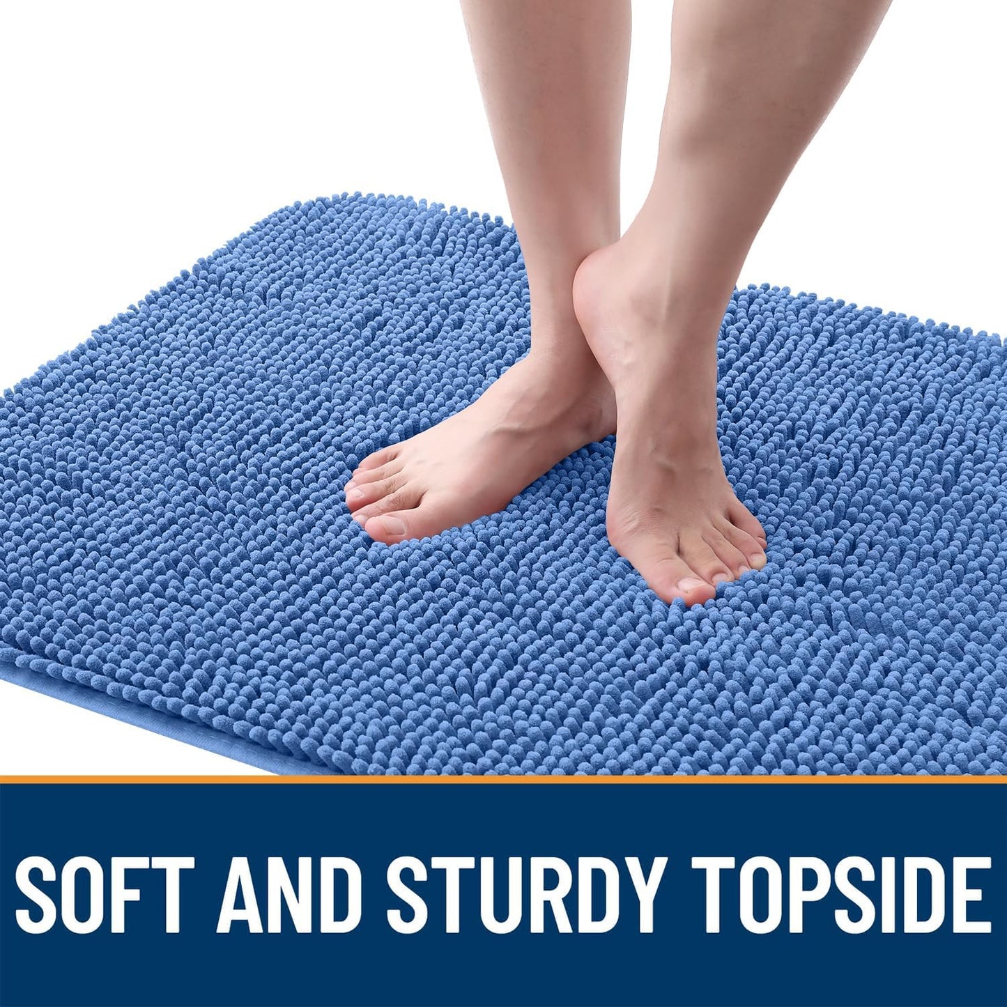 OLANLY Dog Door Mat for Muddy Paws 36x24, Absorbs Moisture and Dirt, Absorbent Non-Slip Washable Doormat, Quick Dry Chenille Mud Mat, Entry Indoor Entryway Carpet for Inside Floor, Cornflower Blue