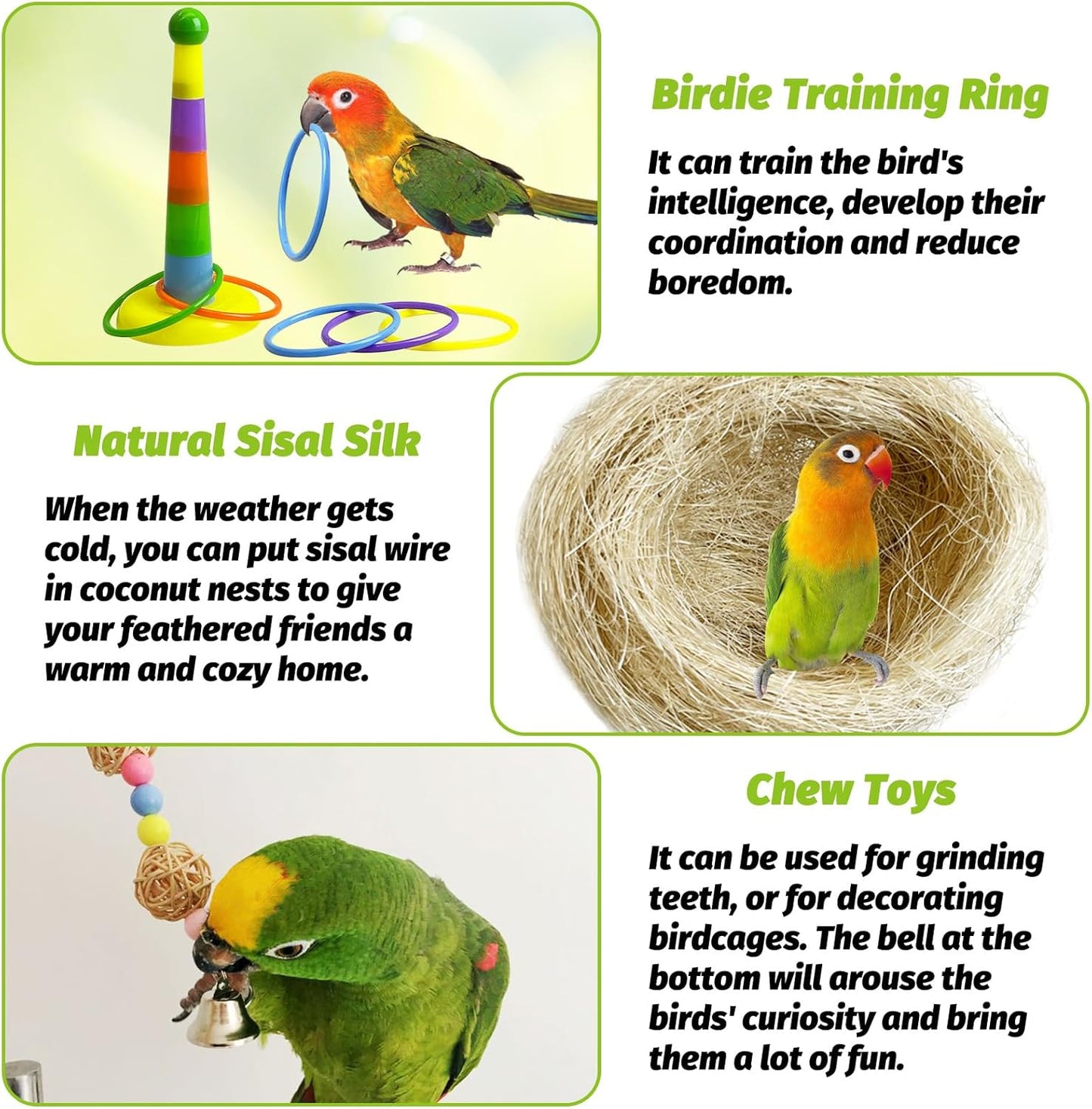 kathson 5Pcs Bird Coconut House with Ladder Parakeet Coconut Nest for Cages Parrot Hut Hanging Natural Coconut Fiber Conure Chewing Toys for Cockatiel Budgie Lovebird Cockatoos