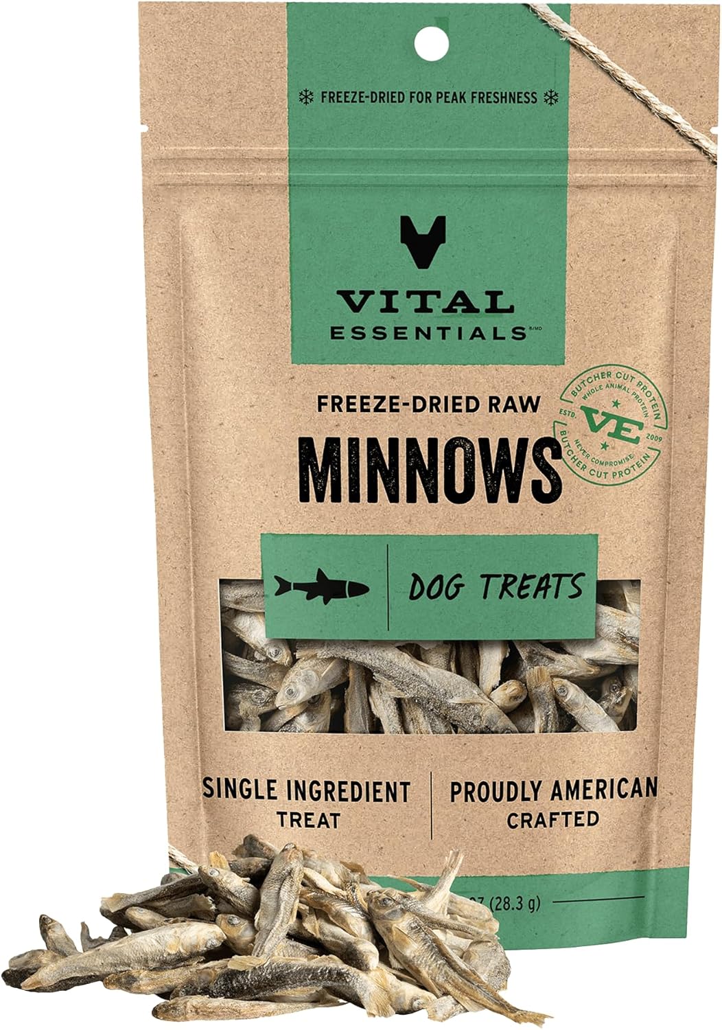 Vital Essentials Minnows Dog Treats, 1 oz | Freeze-Dried Raw | Single Ingredient | Premium Quality High Protein Training Treats | Grain Free, Gluten Free, Filler Free