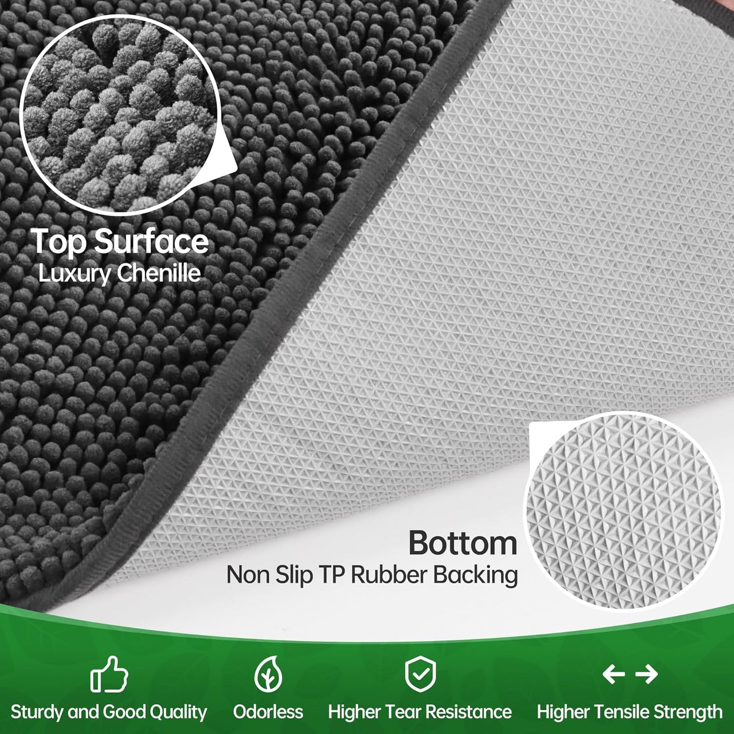 Dog Door Mat Indoor Entrance, 60" x 24" Absorbent & Quick-Drying Mud Rugs, Non-Slip Door Rugs for Entryway Indoor Washable, Soft Chenille Dog Mat for Muddy Paws