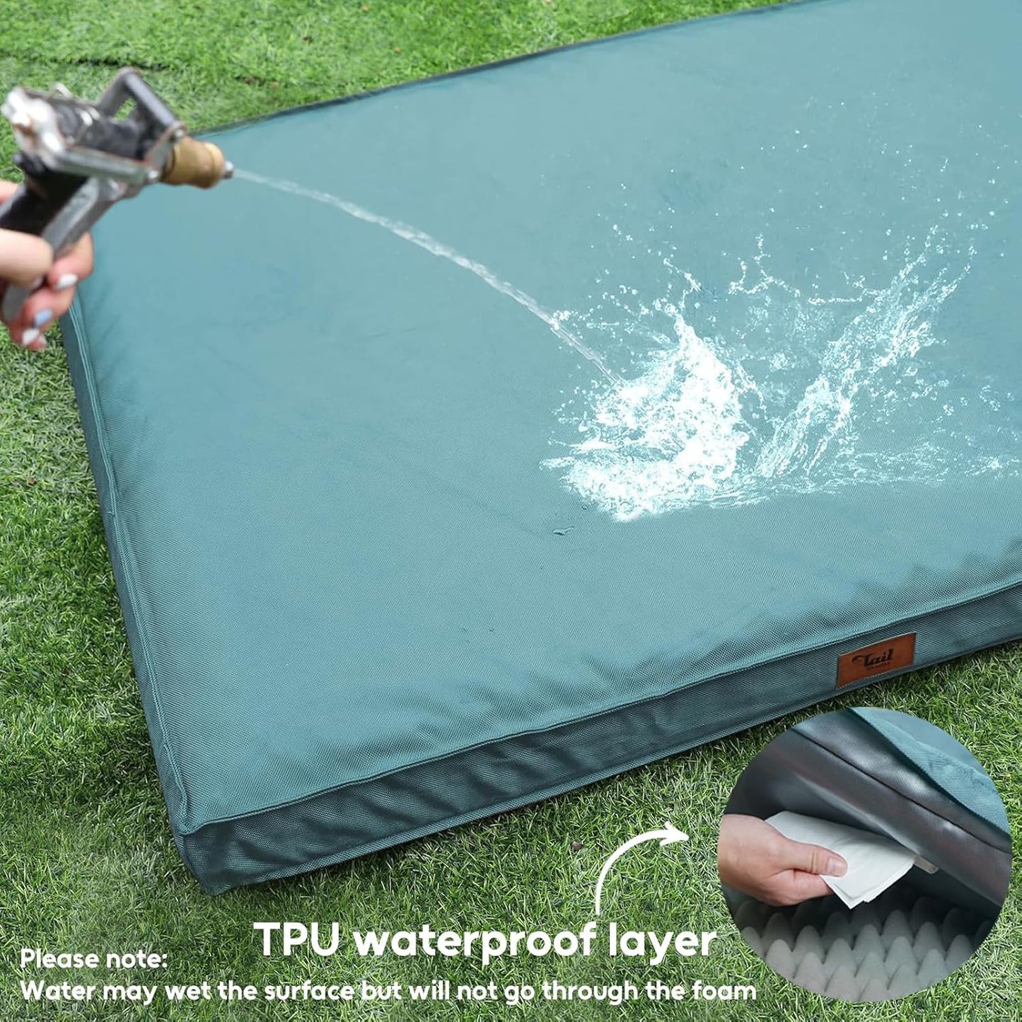 Orthopedic Dog Bed for Large Dogs, Big Waterproof Washable Dog Bed for Large Sized Dogs with Egg Crate Foam Pet Bed Mat, Removable Oxford Cooling Cover, Light Blue