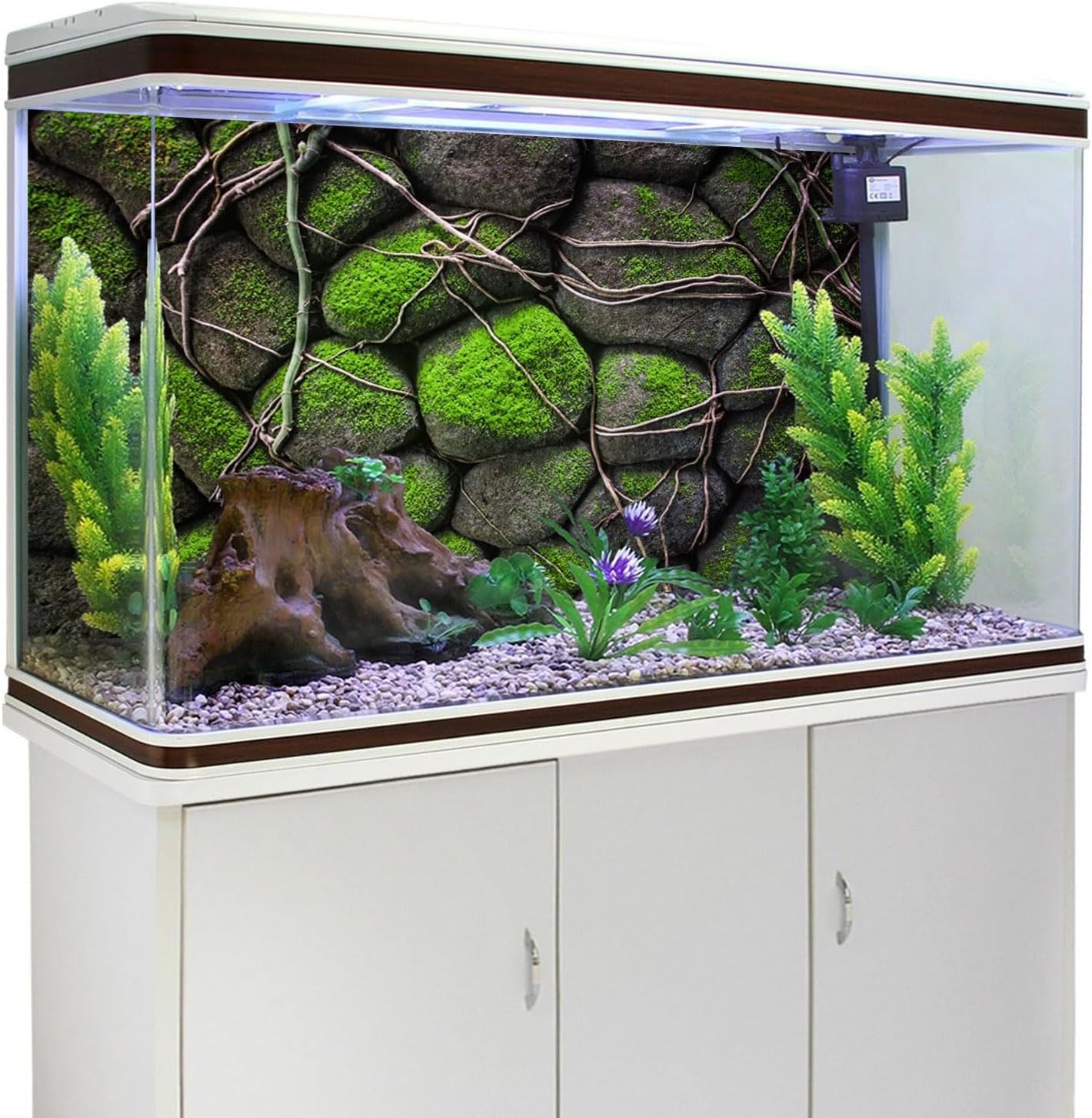 AWERT 24x12 inches Stone Aquarium Background Rock Fish Tank Background Rocky Terrarium Background Vinyl