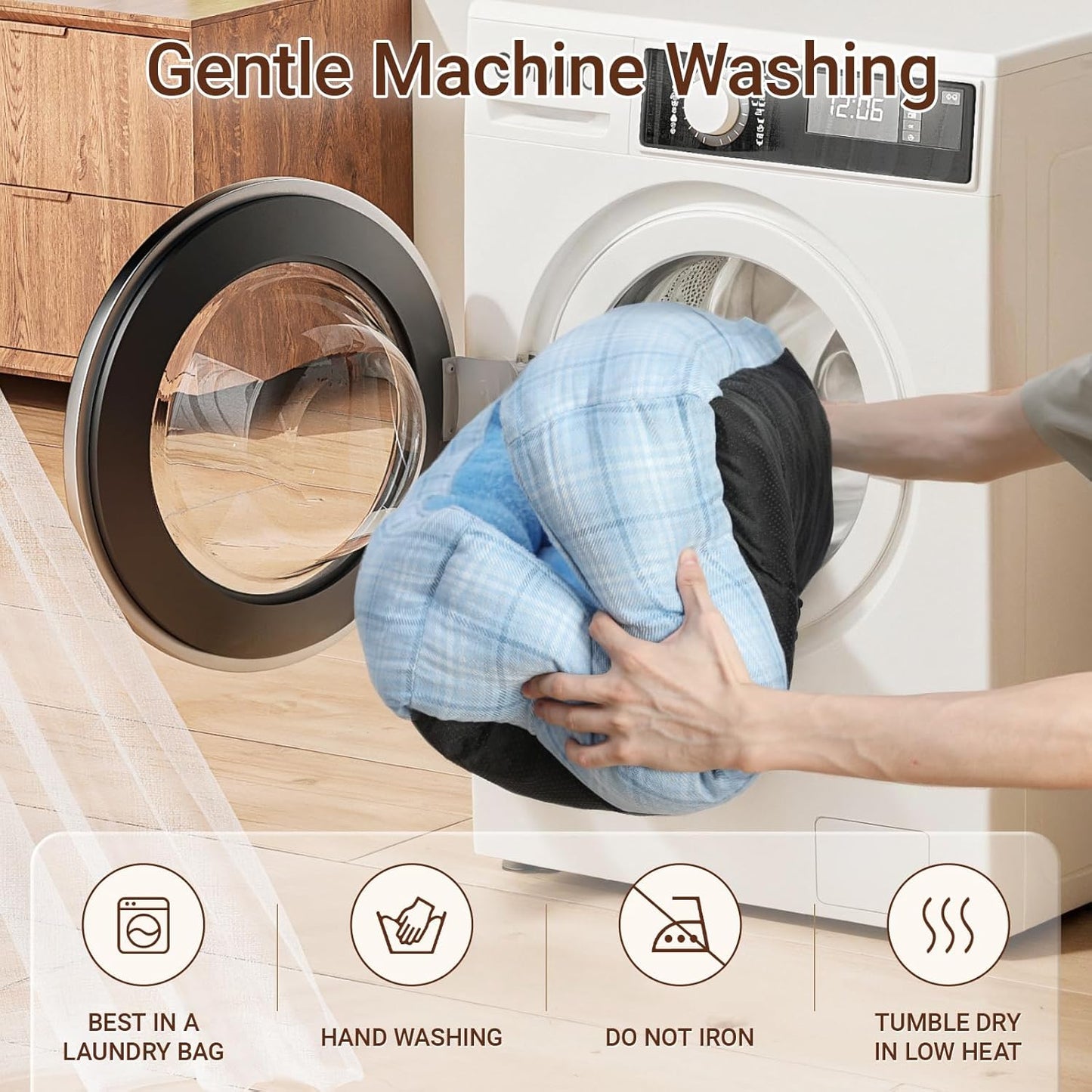 MIHIKK Rectangle Dog Beds for Small Medium Dogs & Cats, Orthopedic Sleeping Pet Bed for Couch with Durable Puppy Cuddler and Anti-Slip Bottom Machine Washable 25 * 21 Inch (Blue)