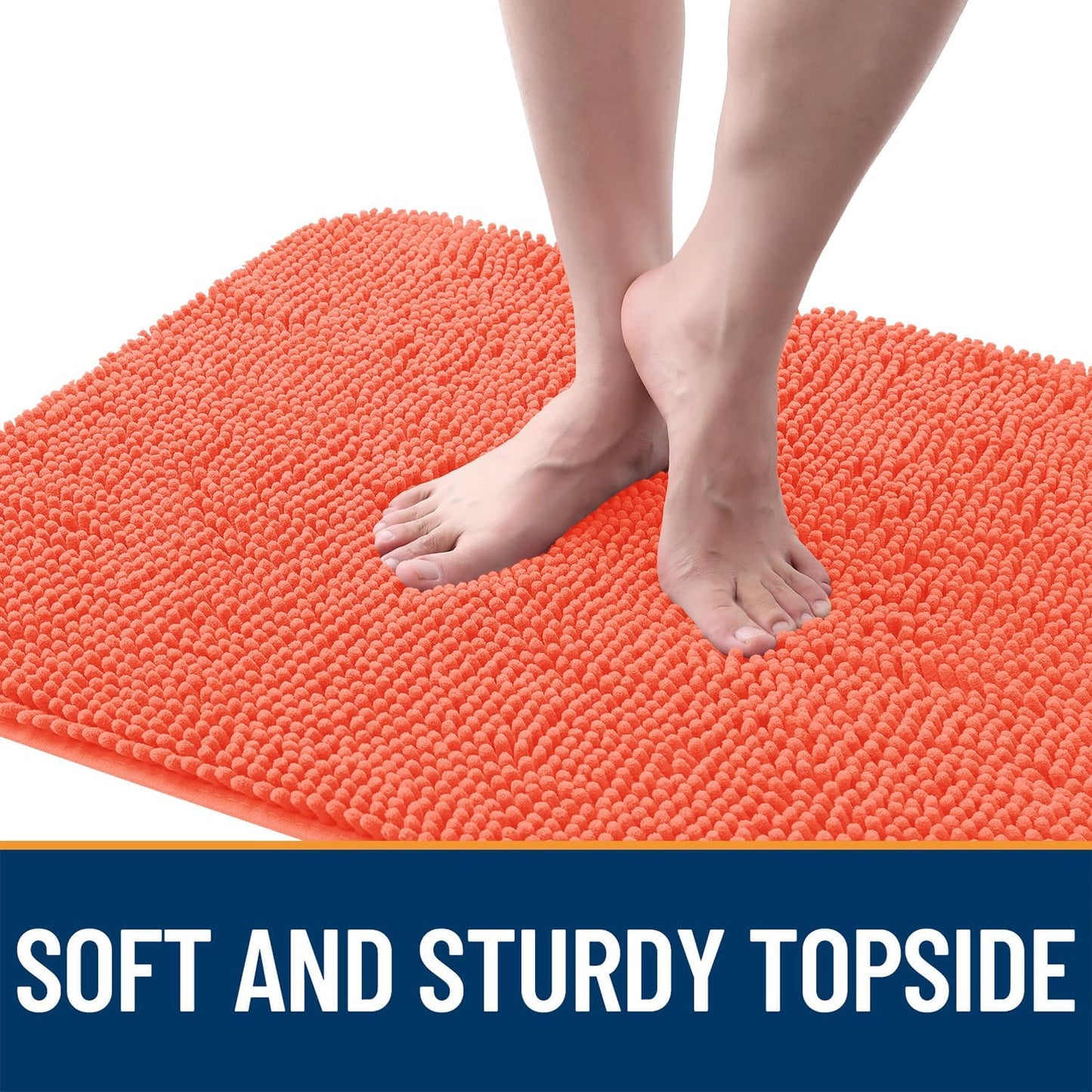 OLANLY Dog Door Mat for Muddy Paws 70x46, Absorbs Moisture and Dirt, Absorbent Non-Slip Washable Doormat, Quick Dry Chenille Mud Mat for Dogs, Entry Indoor Entryway Carpet for Inside Floor, Coral