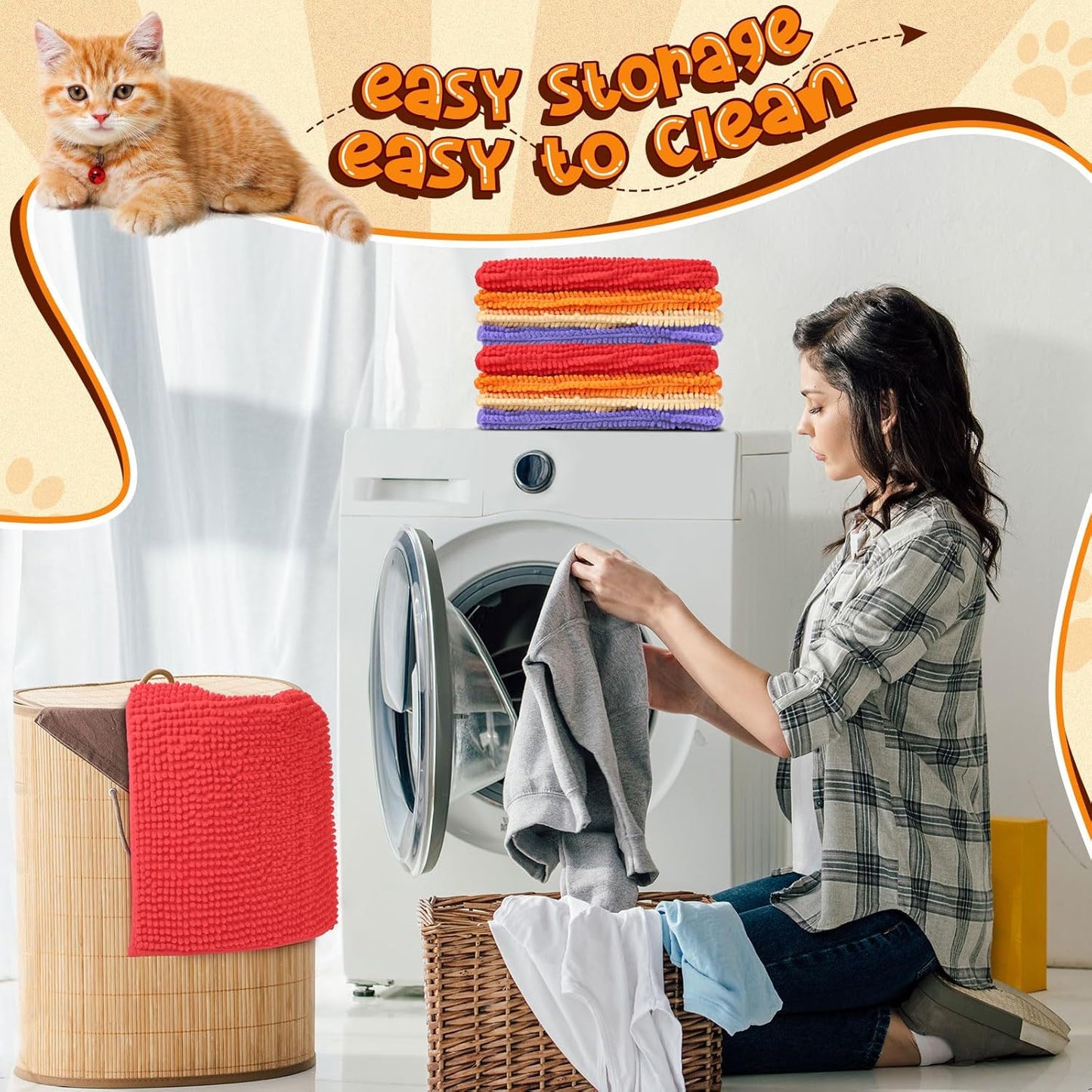 Barydat 8 Pcs Guinea Pig Cage Liner for Guinea Pig Cage Bedding Reusable Rabbit Mat Pad Washable Training Pad Animal Sleeping Bedding Mat(24x16'',Beige, Brown, Red, Orange)