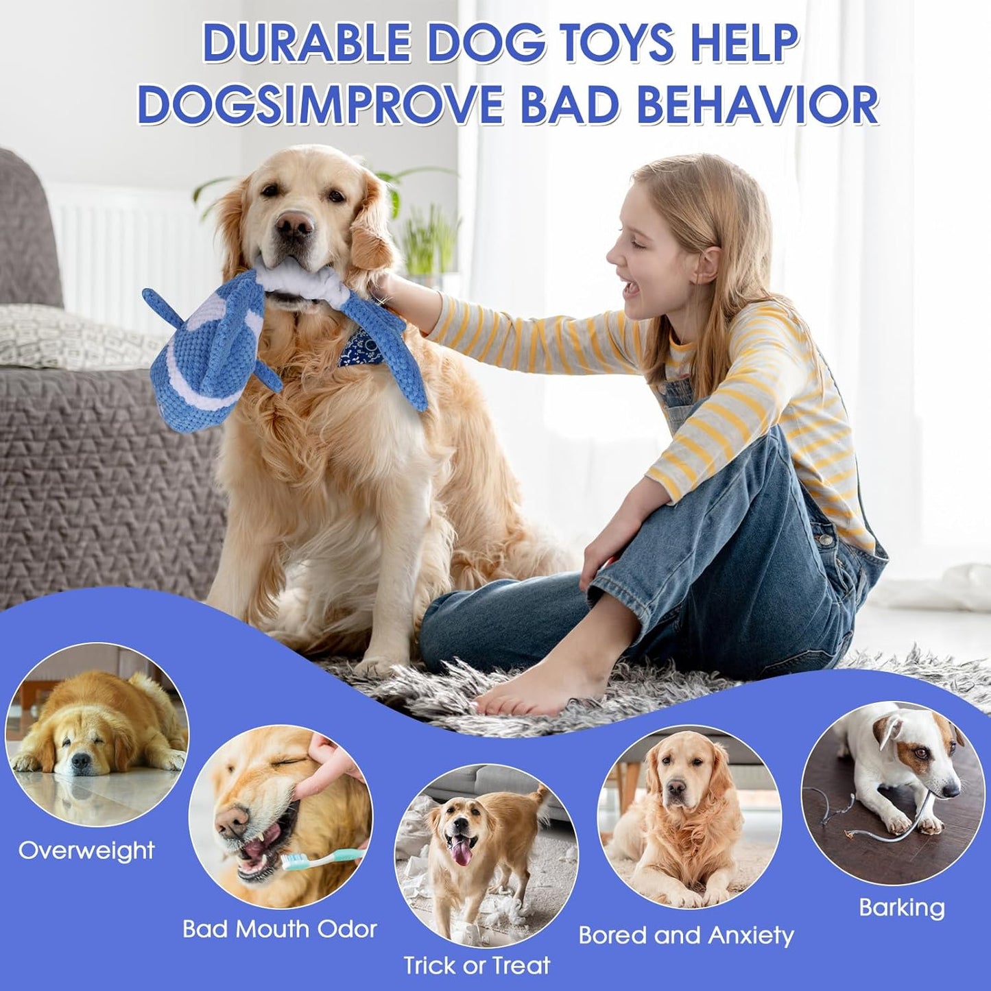 Squeaky Dog Toys - Plush Toy, Durable, Stretchy, Keeps Dogs Busy, Interactive Dog Toys Stress Release Game for Boredom Suitable for Small Medium and Large Dogs