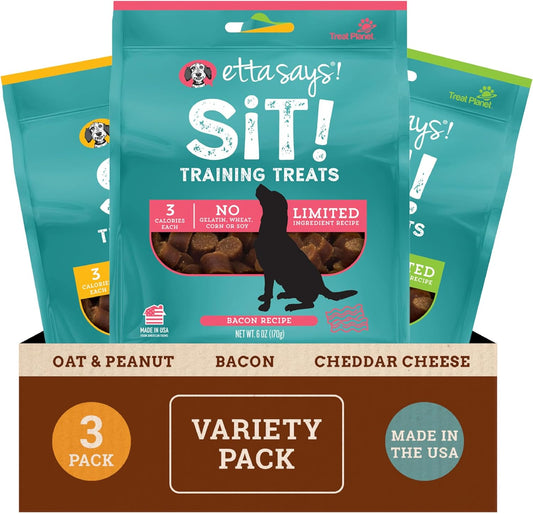 etta says! Training Treats - All Natural Variety Pack Soft Treats for Dogs - Bacon, Cheese, and Peanut Butter - Made in The USA (6 Oz Pack of 3)
