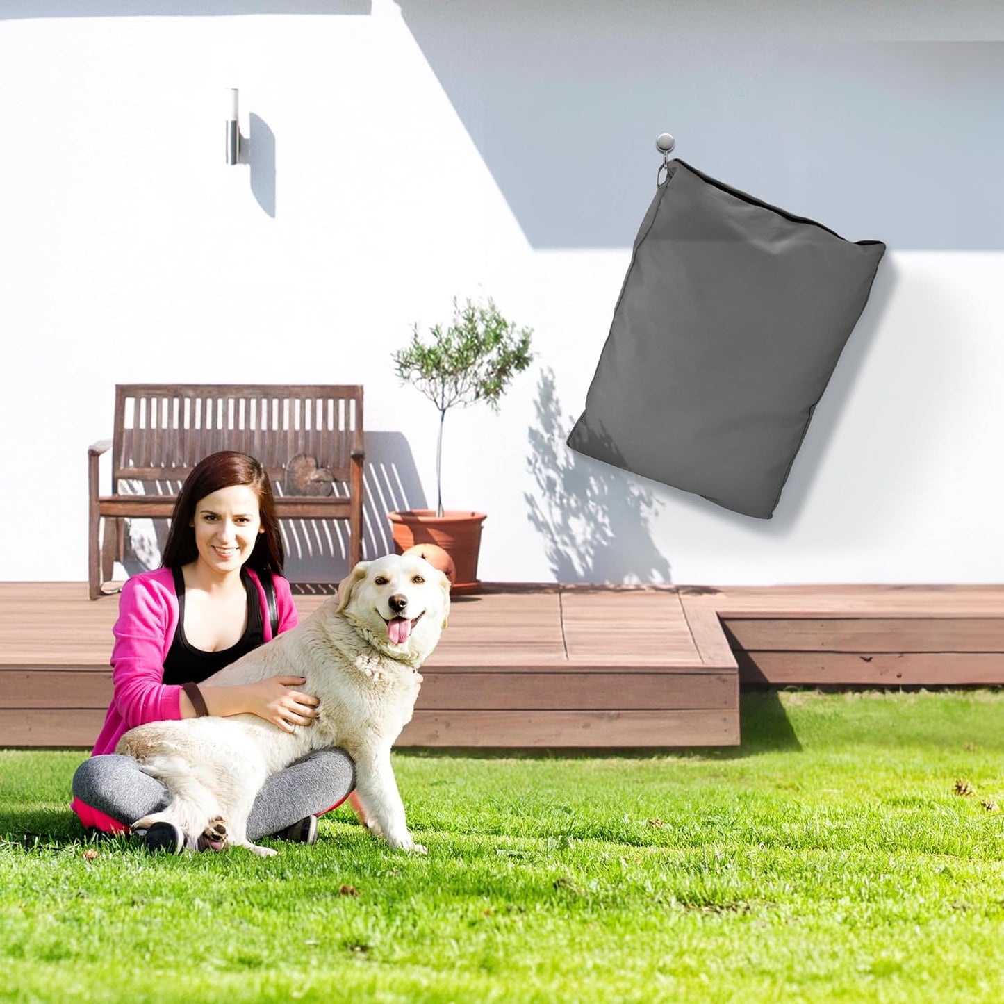 Sytopia 42-Inch Canvas Outdoor Dog Bed, Washable & Waterproof with Chew-Resistant Removable Cover, Ideal for Extra Large Dogs for Indoor, Outdoor, Crate, or Patio Use (Dark Grey)