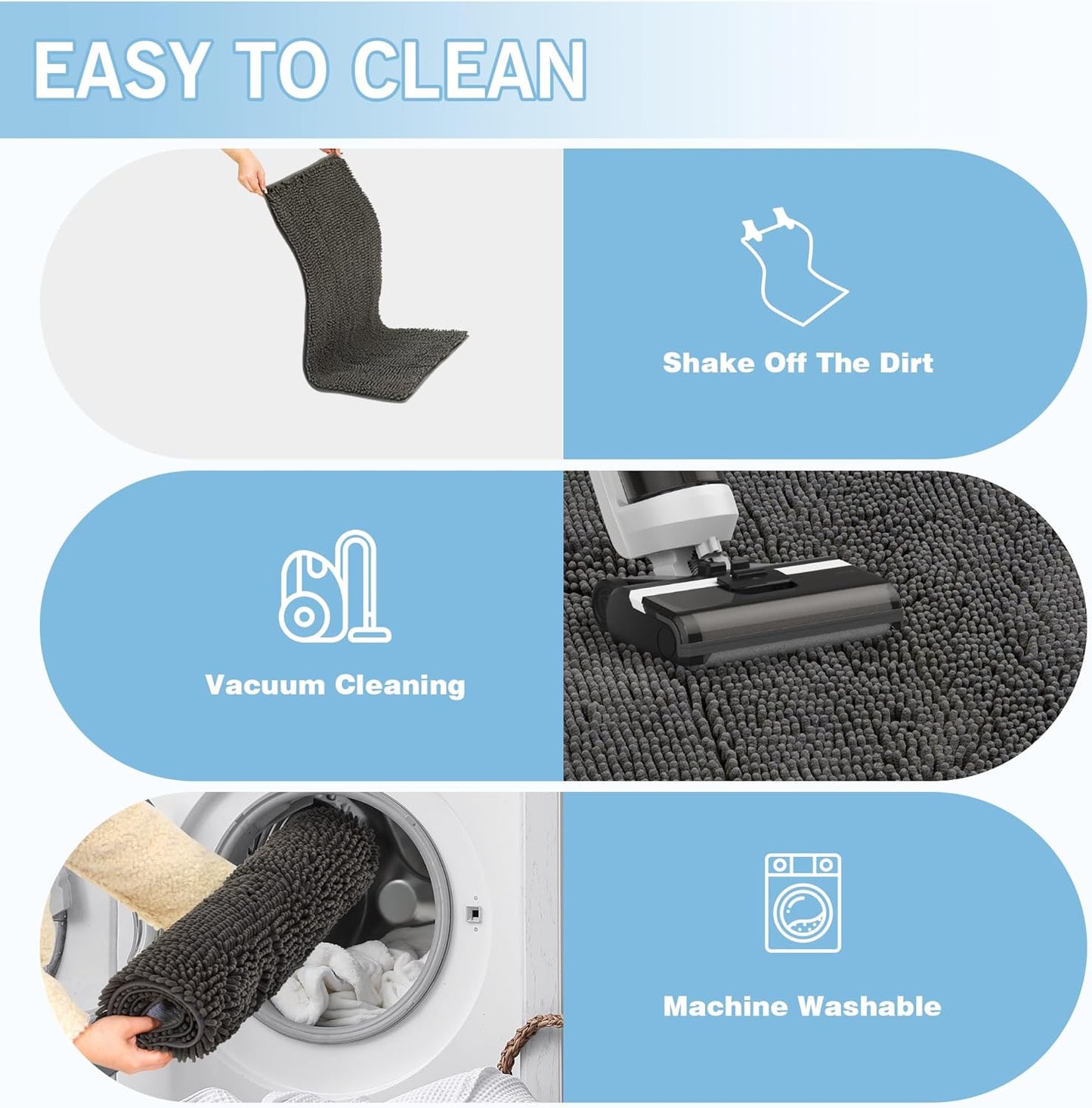 Amyracel Dirt Trapping Door Mat, 24" x 48" Large Absorbent Dog Door Mat for Muddy Paws, Quick Dry Non Slip Chenille Mud Mat for Dogs, Machine Washable Entry Indoor Entryway Rug for Inside Floor