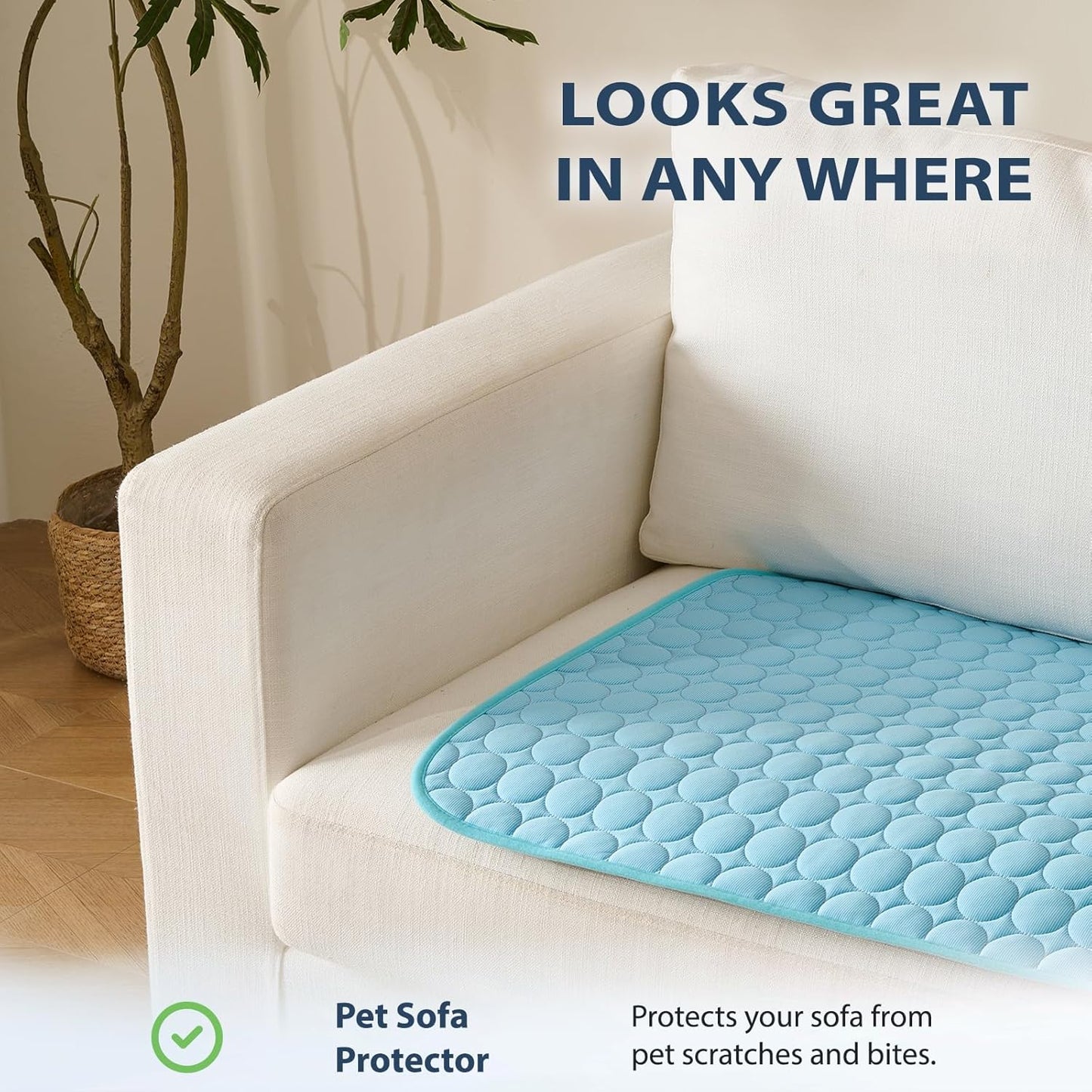 MICROCOSMOS Summer Cooling Mat & Sleeping Pad- Water Absorption Top, Materials Safe, Easy Carry, EZ Clean. Keep Cooling for Pets, Kids and Adults.(Blue, 36" x36")