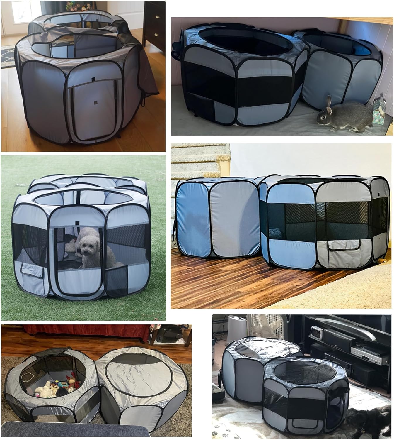 EighteenTek XLarge 2-in-1 Pop up Dog Playpen, Assembly-Free, with Leakproof Pet Pee Pads,Portable Foldable Cat Tent Enclosure Indoor Outdoors Puppy Kittens Small Animals Crates (L, 90" Lx45 Wx28 H)