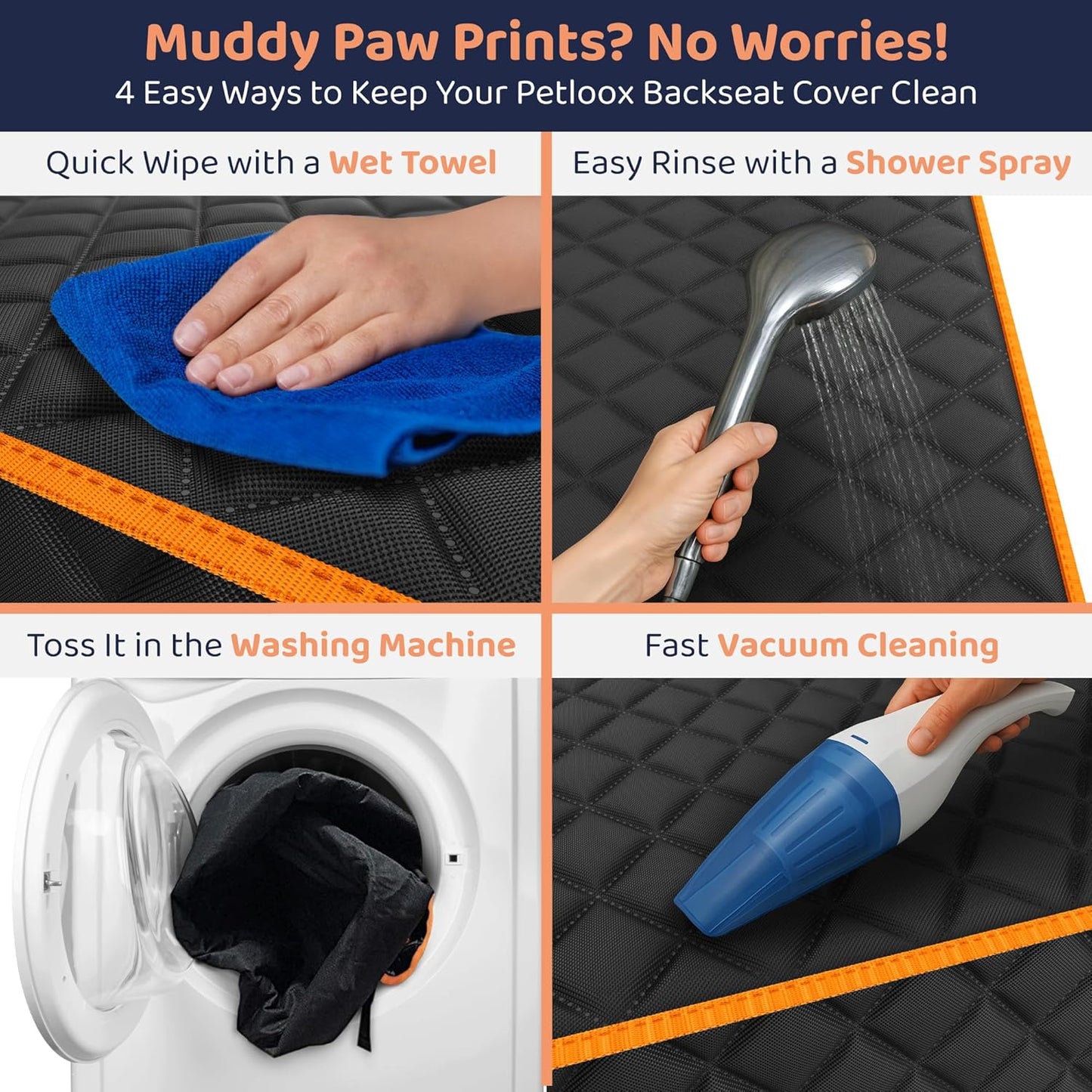 Dog Car Seat Cover for Back Seat, Waterproof Hammock for Car, SUV & Truck, Non-Slip Backseat Cover for Dogs, Heavy-Duty Dog Hammock Style Seat Protector Pets, Easy to Install & Clean