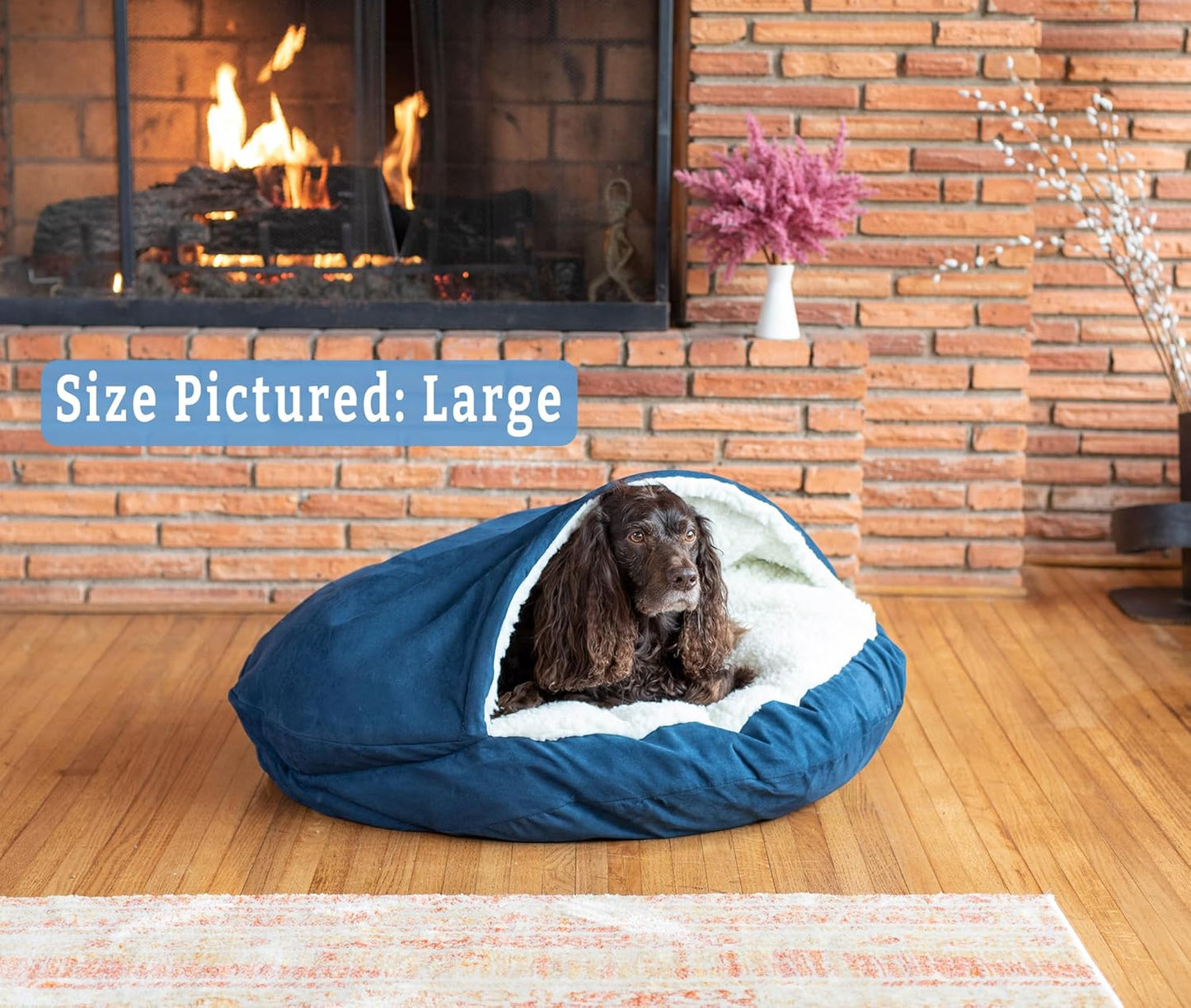 Snoozer Luxury Microsuede Cozy Cave Pet Bed, Small - Sapphire