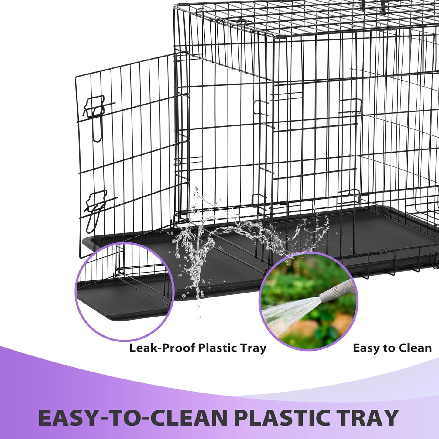 BestPet | Dog Crate | 30" | Black | Foldable Metal Kennel with Double Doors, Secure Slide-Bolt Latches, Leakproof Tray | Portable Dog Cage for Small Breeds | for Travel, Indoor & Outdoor Use