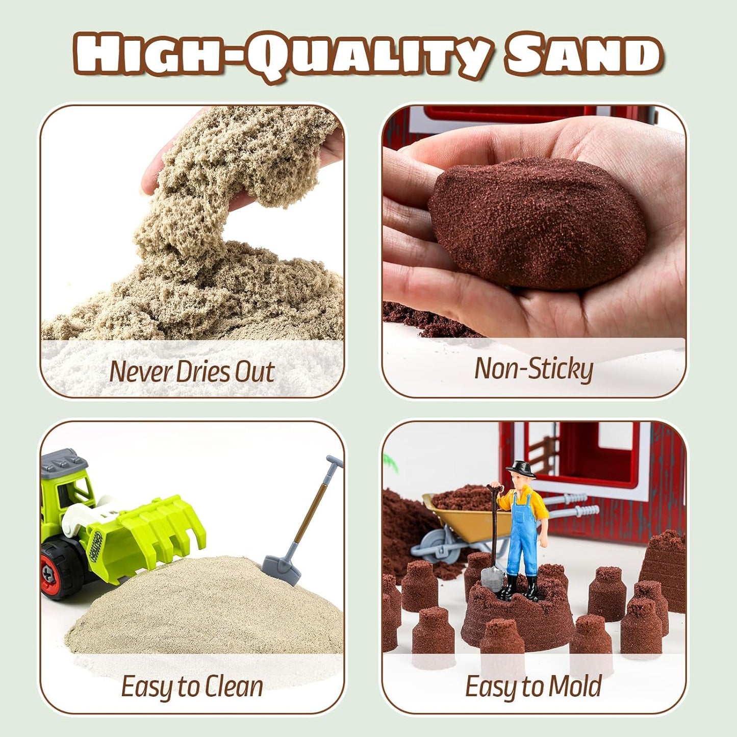 69 PCS Farm Sensory Bin Toys Playset, Sandboxes with Sand, Farmer Tractor & Farm Animals Figures Toys for Kids 3 4 5, Gifts for 6 7 Years Old Boys Girls Toddlers