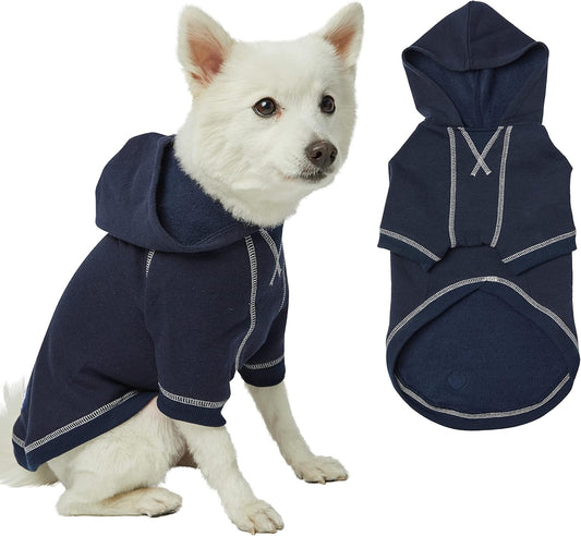 Blueberry Pet Essentials Dog Hoodie – 26 inch, Cotton‑Blend Sweatshirt with Hood, Midnight Blue, Machine‑Washable Small‑Dog Jersey