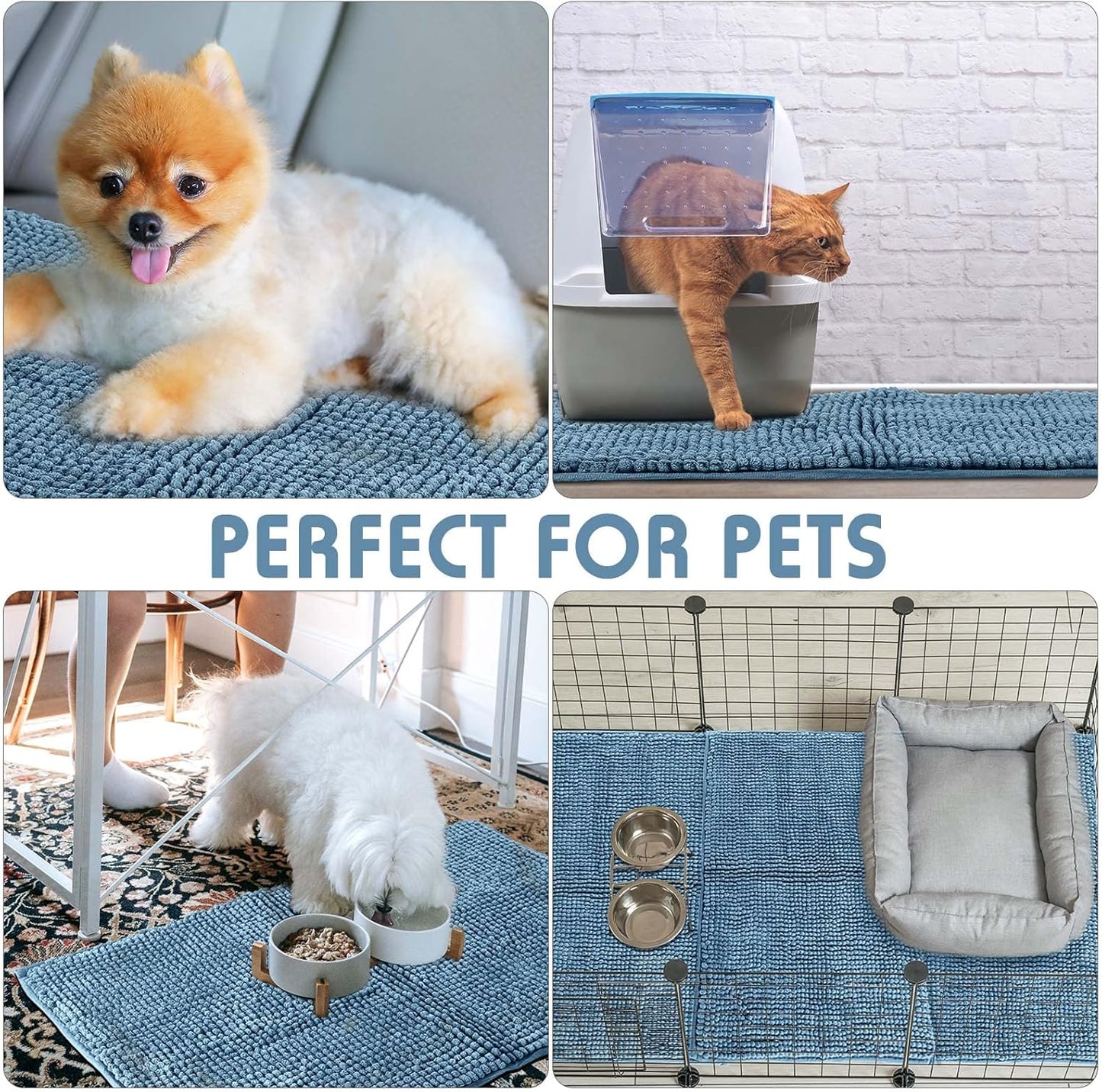 Amylove 4 Pcs Guinea Pig Cage Liner Guinea Pig Bedding Washable Fleece Pee Pads Reusable Small Animals Training Mat Small Animal Sleeping Bed for Bunny Hamster(Blue,16 x 24 Inch)