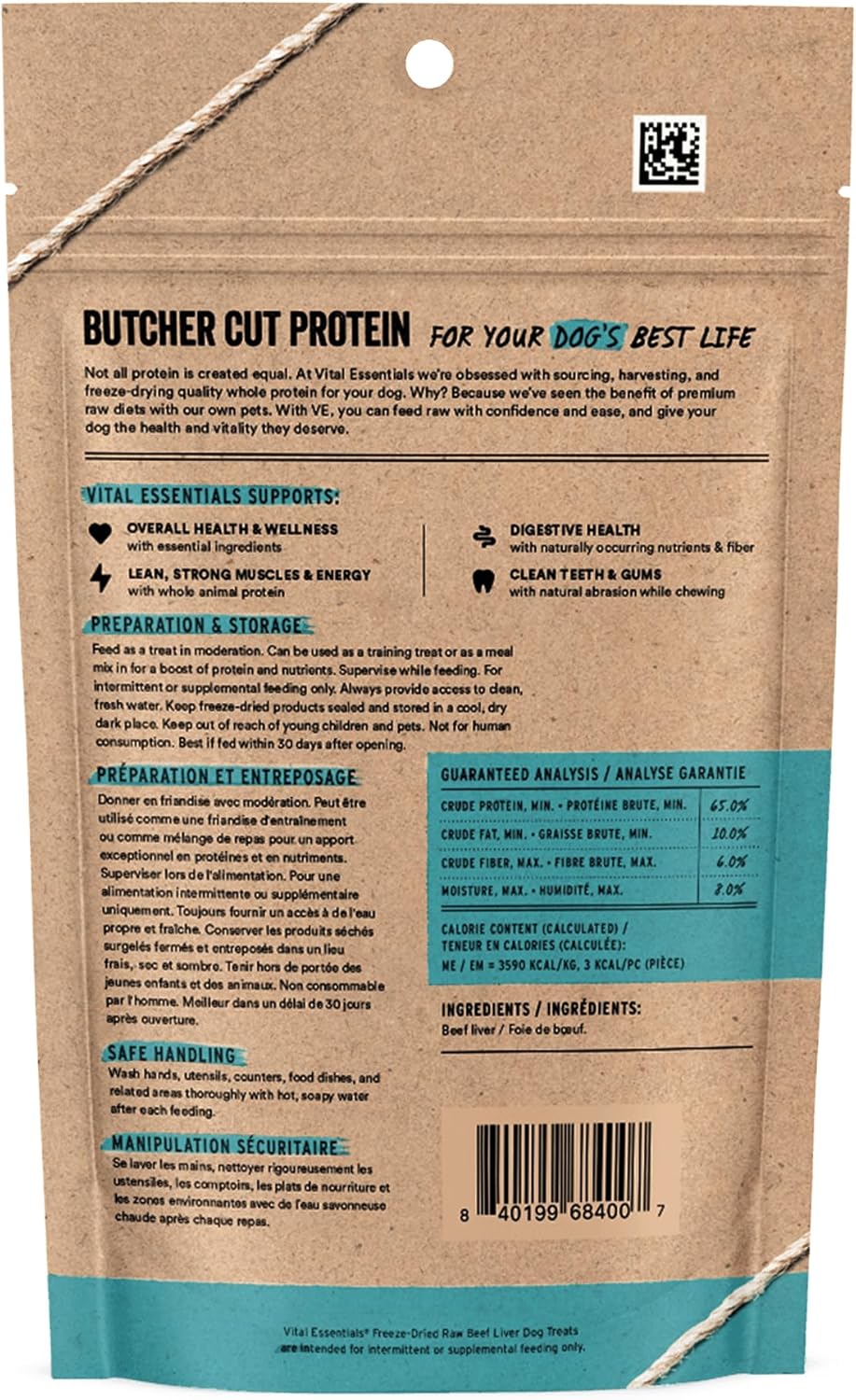 Vital Essentials Beef Liver Dog Treats, 2.1 oz | Freeze-Dried Raw | Single Ingredient | Premium Quality High Protein Training Treats | Grain Free, Gluten Free, Filler Free