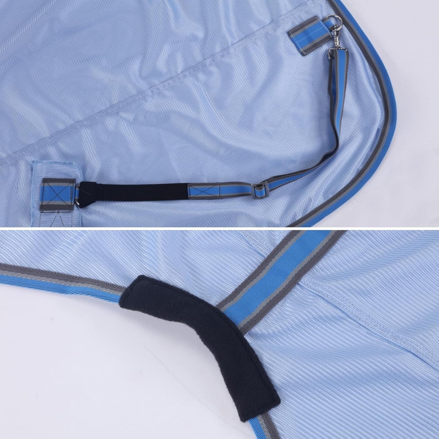 Horse Fly Sheet, Standard Neck Comfy Mesh Fly Sheet for Horses, Equine Summer Sheets UV-Protective Lightblue 72