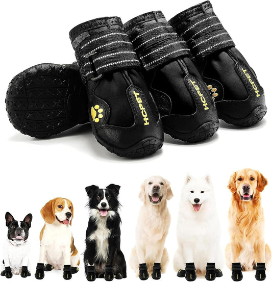 Hcpet Dog Boots Waterproof with Reflective Straps, Dog Shoes for Small Medium Large Puppy Outdoor Paw Protectors 4Ps, 8 (width 2.95 inch) for 74-91 lbs