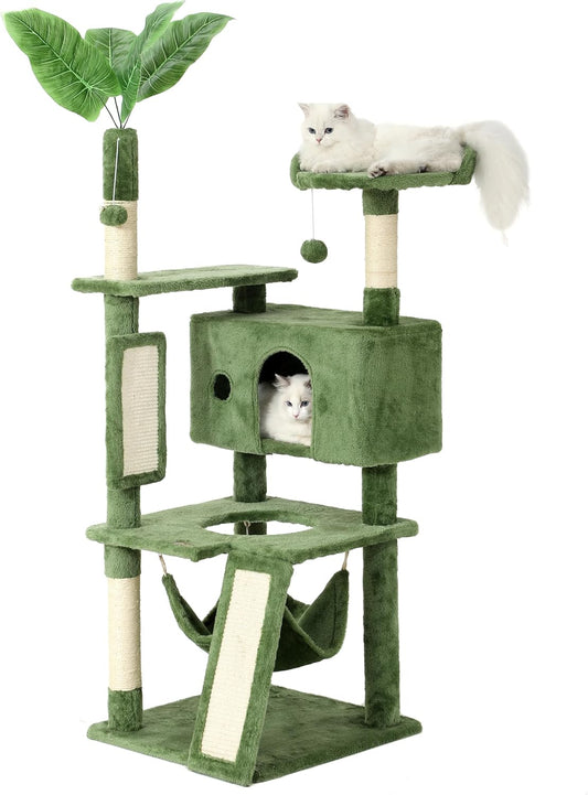 Hoopet 63IN Cat Tree Tower for Indoor Cats Large Adult, Cat Scratching Posts Featuring with Scratching Boards, Wide Plush Perch and Interactive Dangling Balls Ideal for Multi-Cat Households