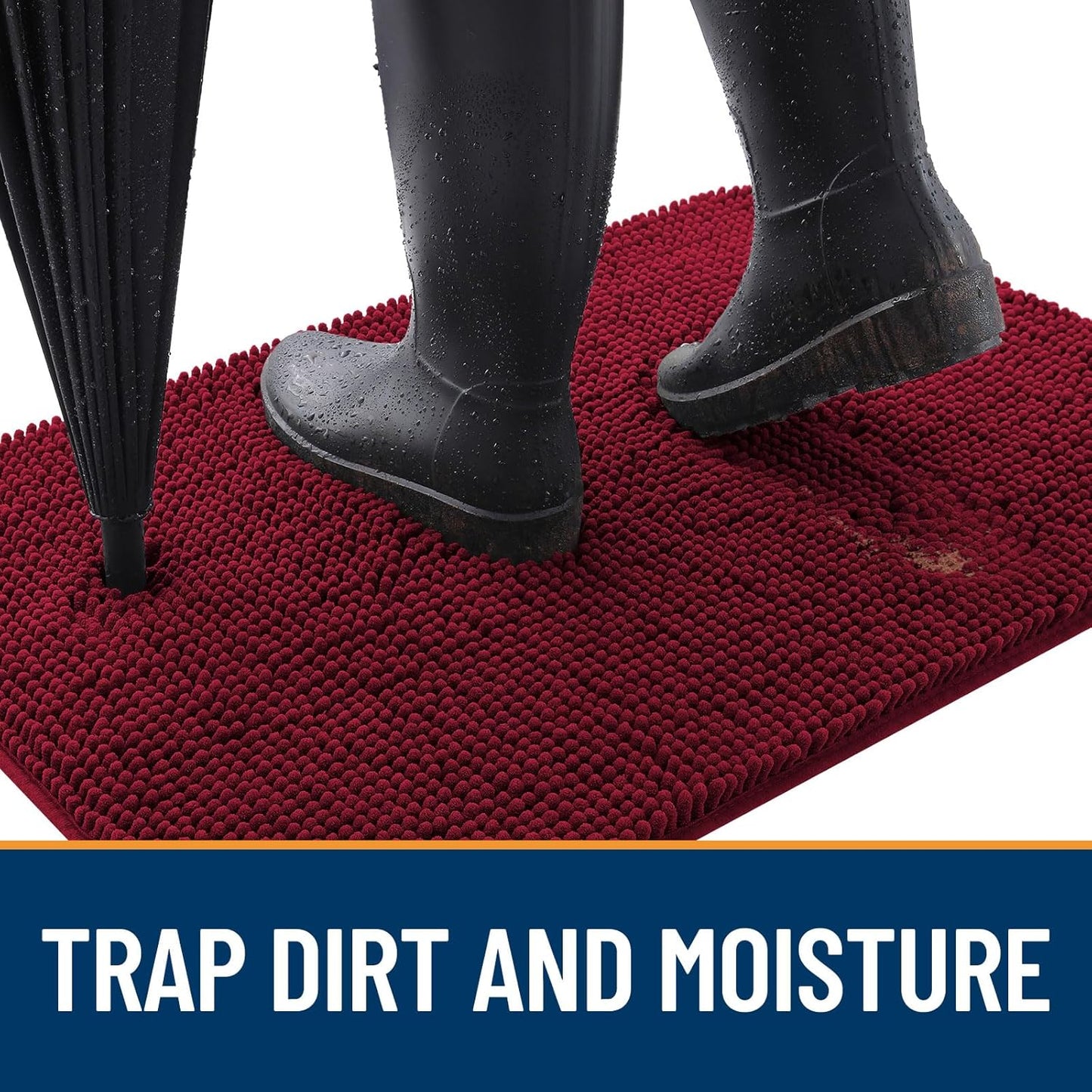 OLANLY Dog Door Mat for Muddy Paws 44x32, Absorbs Moisture and Dirt, Absorbent Non-Slip Washable Doormat, Quick Dry Chenille Mud Mat for Dogs, Entry Indoor Entryway Carpet for Inside Floor, Burgundy