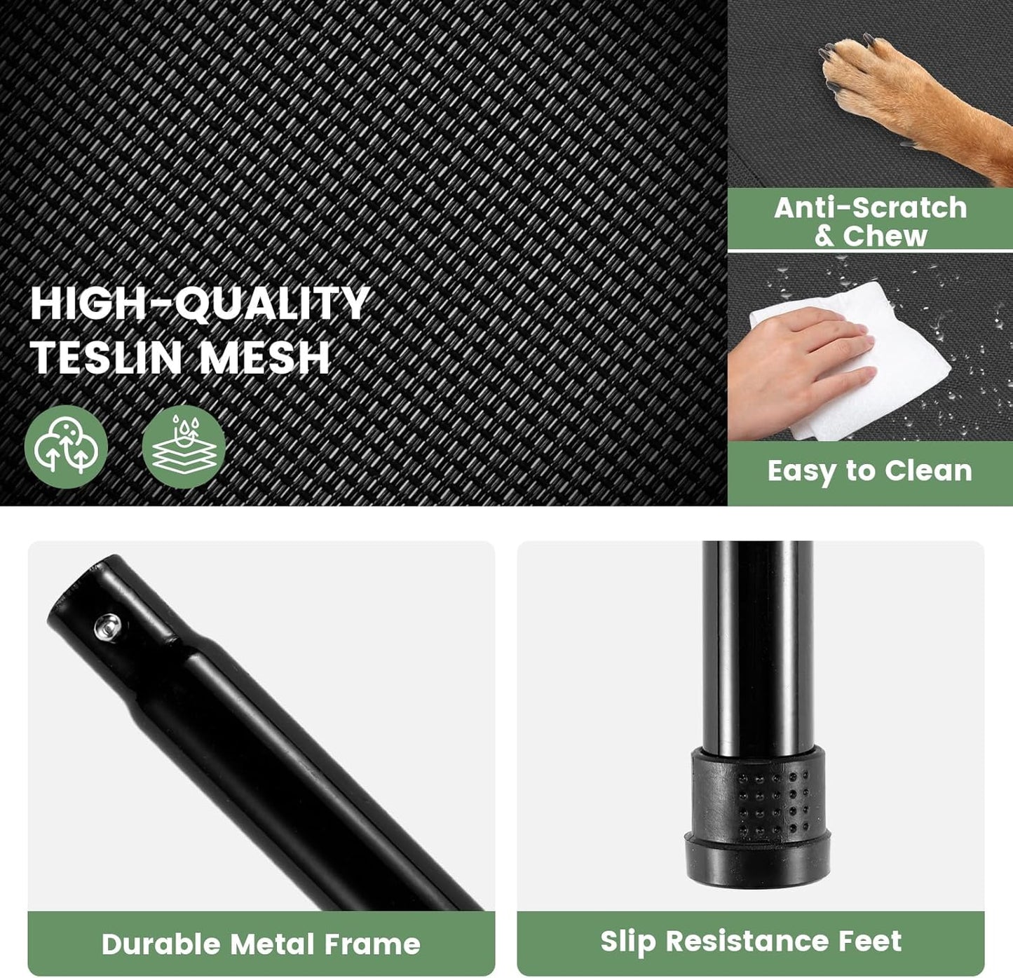 Elevated Dog Bed for Outdoor, Large Raised Dog Cot with Washable Mesh, Cooling Pet Cot Chew Proof for Outside Camping, 42"x30" Grey