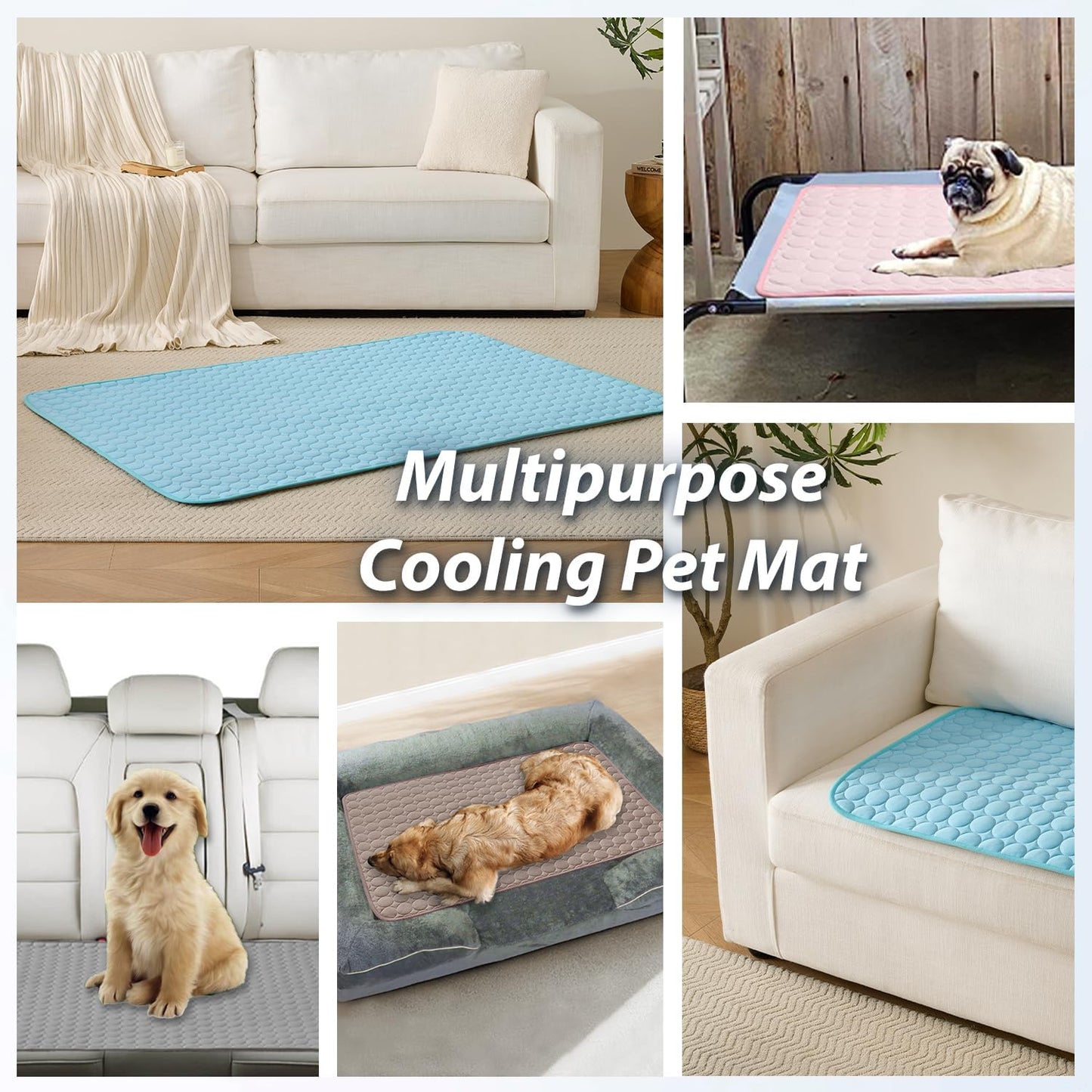 MICROCOSMOS Summer Cooling Mat & Sleeping Pad- Water Absorption Top, Materials Safe, Easy Carry, EZ Clean. Keep Cooling for Pets, Kids and Adults.(Grey, 48" x24")