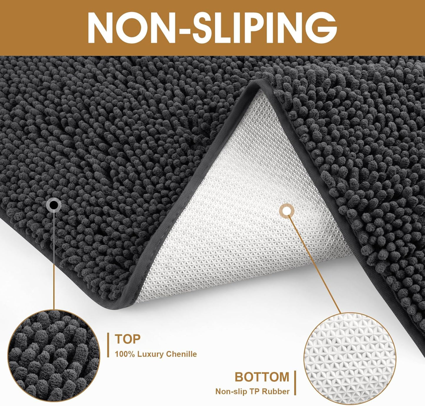 IM HOME Extra Large Dog Door Mats for Muddy Paws, Chenille Absorbent Dog Mats, Non Slip Heavy Mud Mat for Dogs, Soft Pet Mat for Entryway, Mud Paws, Inside Floor,71" x 25", Dark Grey