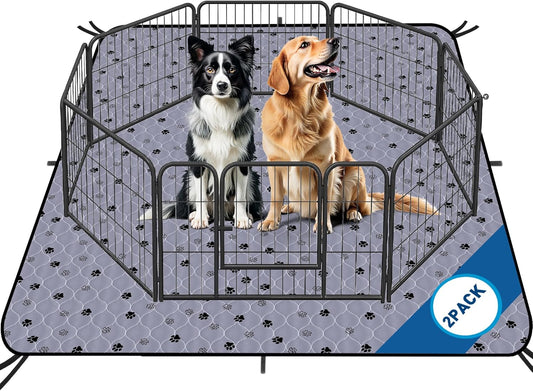 Fostanfly Washable Dog Pee Pads Extra Large 72''x80''-2 Pack Instant Absorb Training Pads, Non-Slip Pet Playpen Mat Waterproof Reusable Floor Mat for Puppy/Senior Dog, Housebreaking & Incontinence