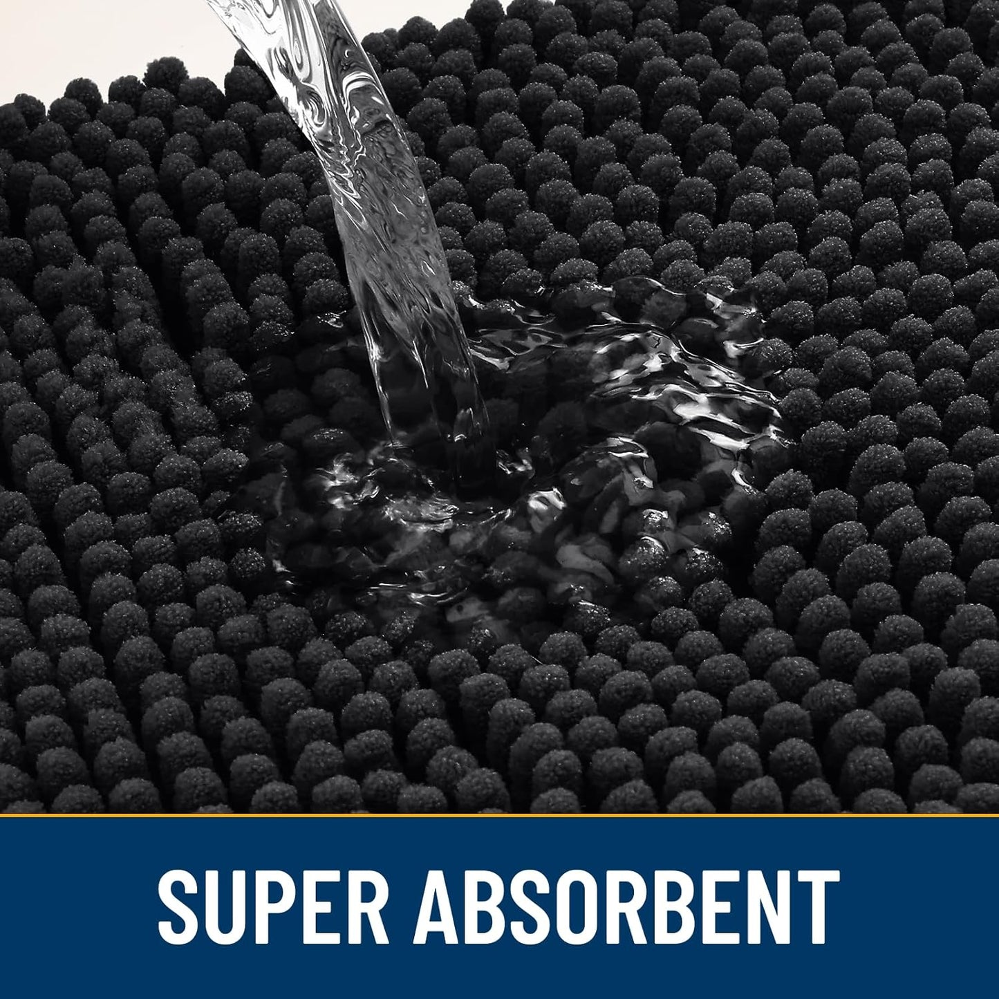 Smiry Dog Door Mat for Muddy Paws 70x24, Absorbs Moisture and Dirt Doormat, Non-Slip Washable Quick Dry Chenille Front Door Mat Indoor Entrance, Entryway Carpet for Inside Floor, Black