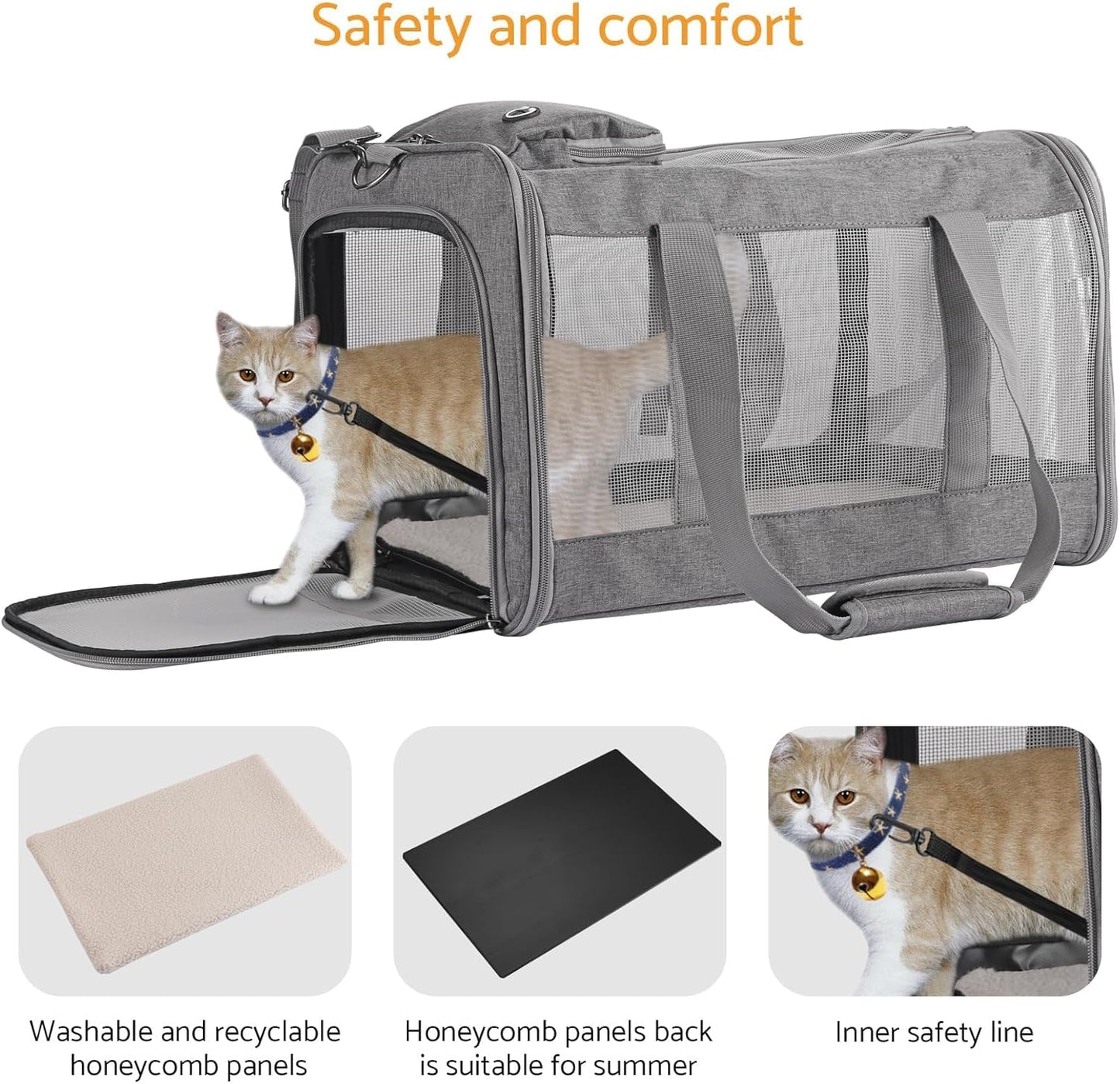 Airline-Approved Pet Carrier Cat Carrier Dog Carrier - Stylish Lightweight, Handheld & Crossbody, Honeycomb Support, Anti-Escape Design for Travel, Walks & Daily Outings