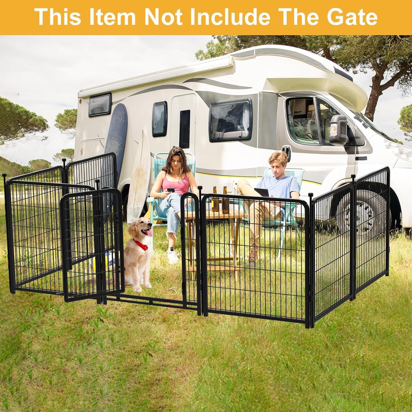 Garden Fence 36 Inch 14 Panels Without Gate, Inside and Outside, Total 31 Ft(l) Garden Fence for Yard and Dog, Black Dog Pen, Heavy Duty Pet Puppy Exercise Pen for Rv Camping