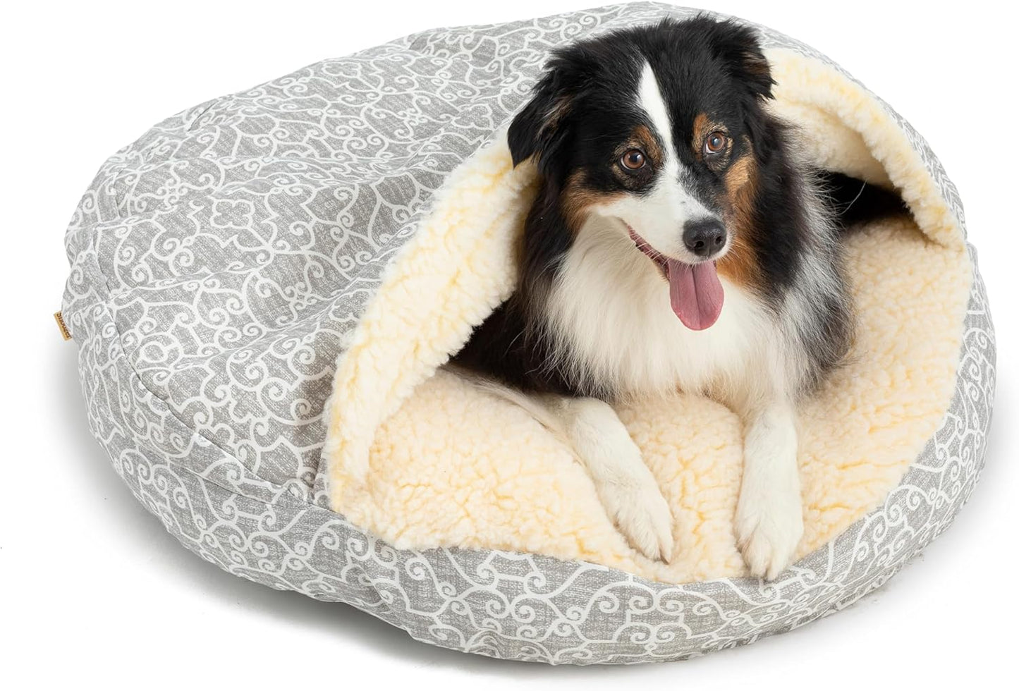 Snoozer Luxury Cozy Cave Pet Bed, Wag Collection, Large - Ramey Gray