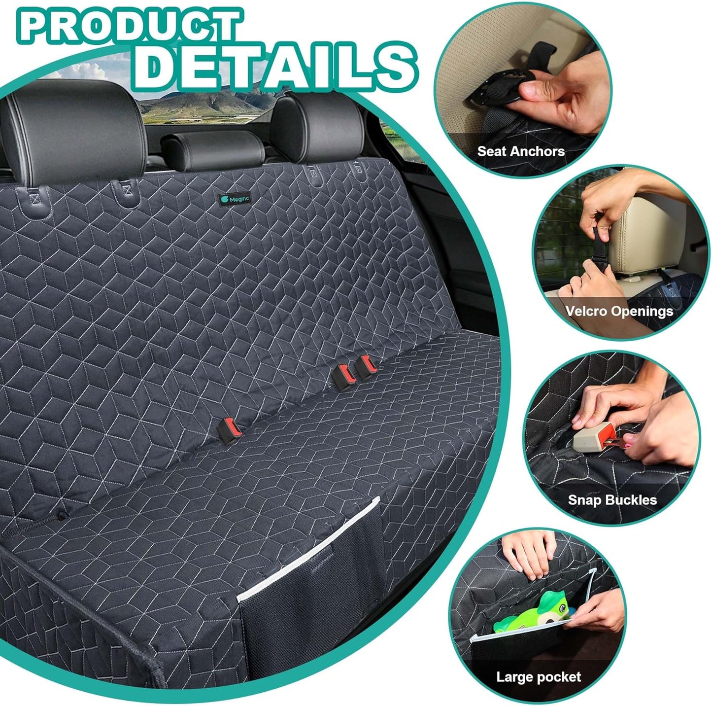 Dog Car Seat Covers for Back Seat,Waterproof Pet Bench Seat Covers for Trucks Ford f150/Ram1500/Nissan Frontier/Toyota Tacoma/GMC Canyon/Silverado Scratch Nonslip Truck Seat Cover for Dogs