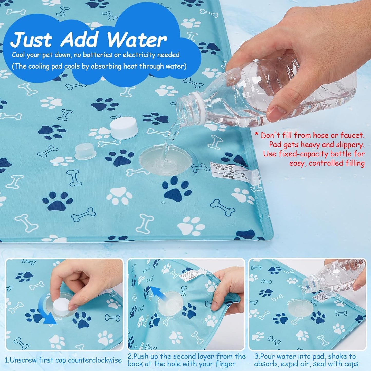 Ownpets Dog Cooling Mat, X-Large 43 x 27 Inch Thick and Waterproof Cooling Pad for Summer, Water-Filled Pet Mat for Large Dogs, Leakproof Design for Crate, Bed, Sofa, Floor and Car Seat