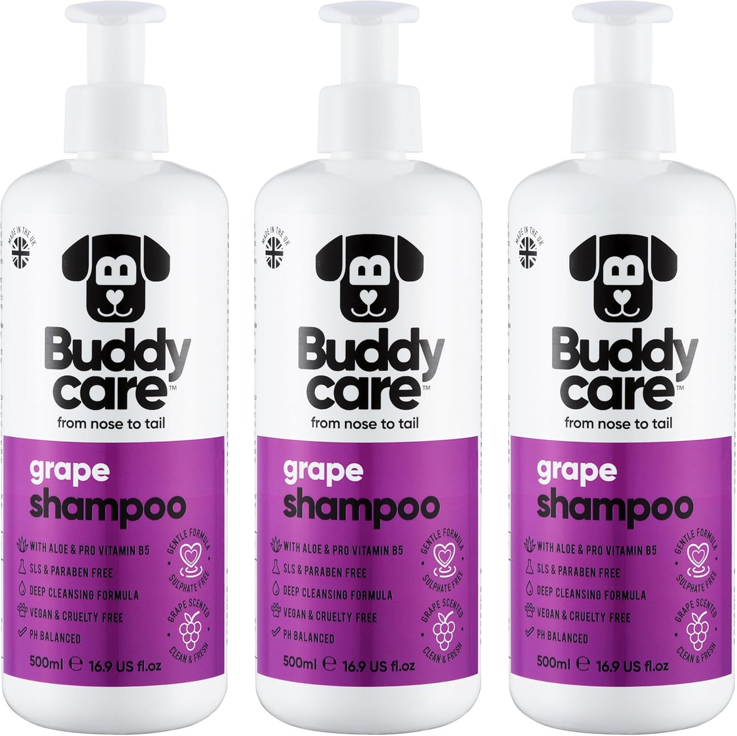 Grape Dog Shampoo by Buddycare | with Aloe Vera and Pro Vitamin B5 (50.72oz)