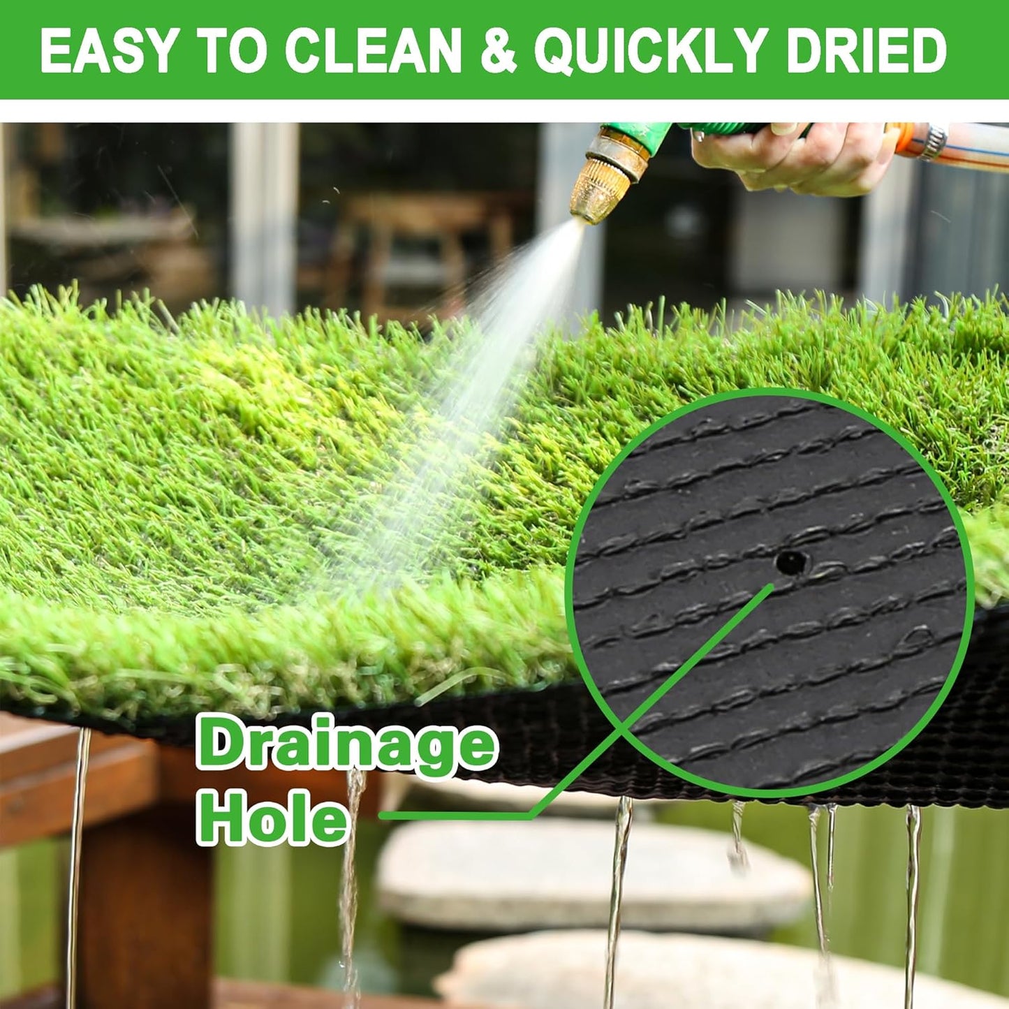 Artificial Grass Turf for Dogs - 6.5 ft x 13 ft, 1.38 inch Fake Grass Pee Pad for Puppy Potty Training - Indoor/Outdoor Patio Dog Wee Pad