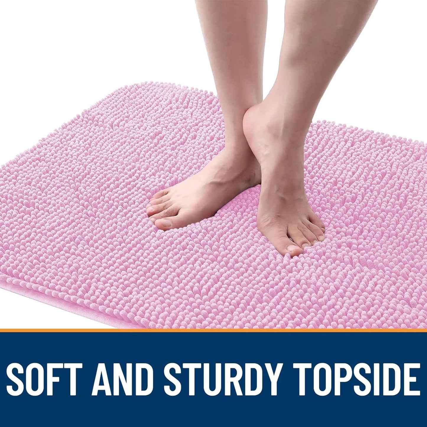 OLANLY Dog Door Mat for Muddy Paws 48x30, Absorbs Moisture and Dirt, Absorbent Non-Slip Washable Doormat, Quick Dry Chenille Mud Mat for Dogs, Entry Indoor Entryway Carpet for Inside Floor, Pink