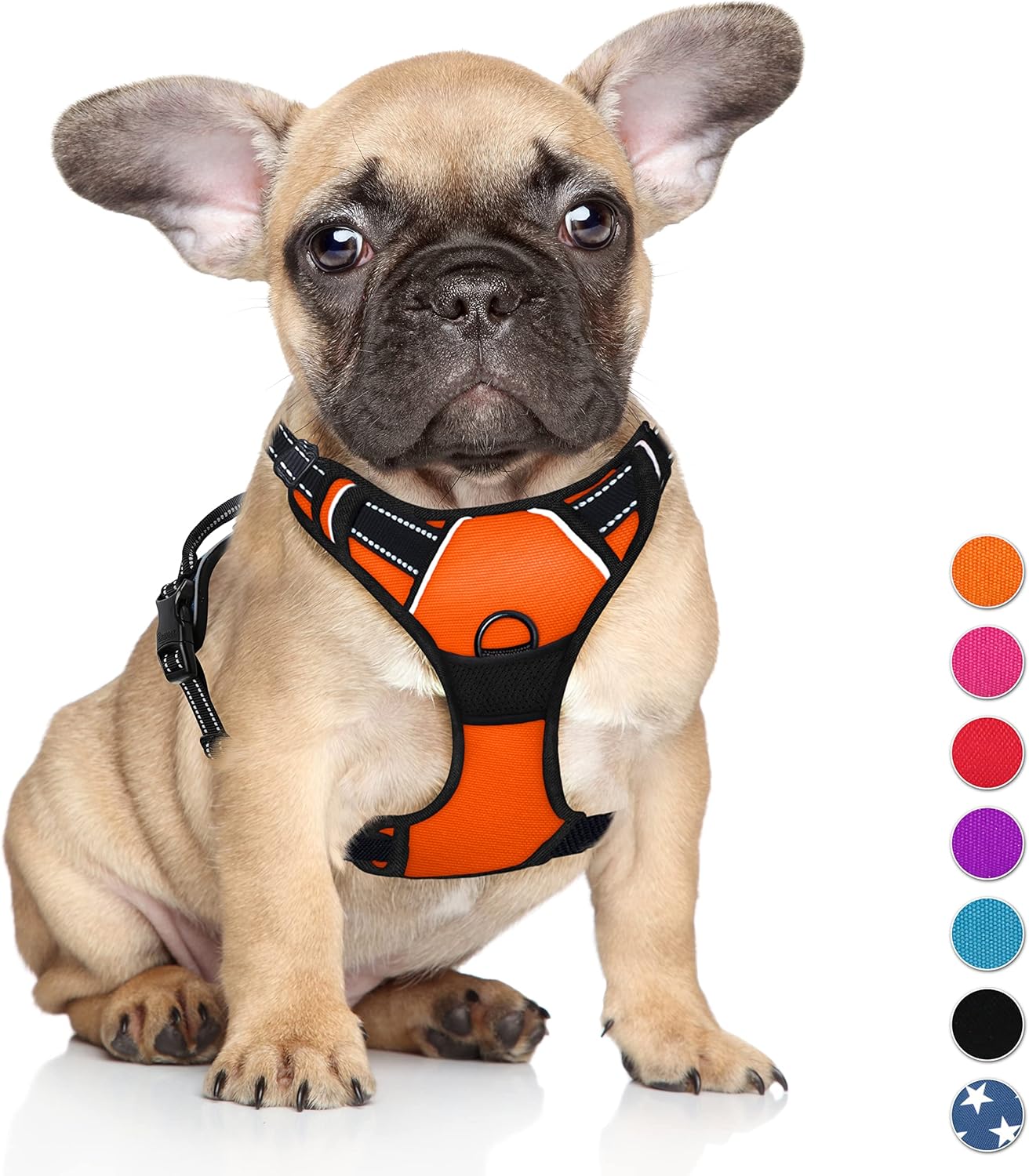 BARKBAY No Pull Dog Harness Large Step in Reflective Dog Harness with Front Clip and Easy Control Handle for Walking Training Running(Orange,S)