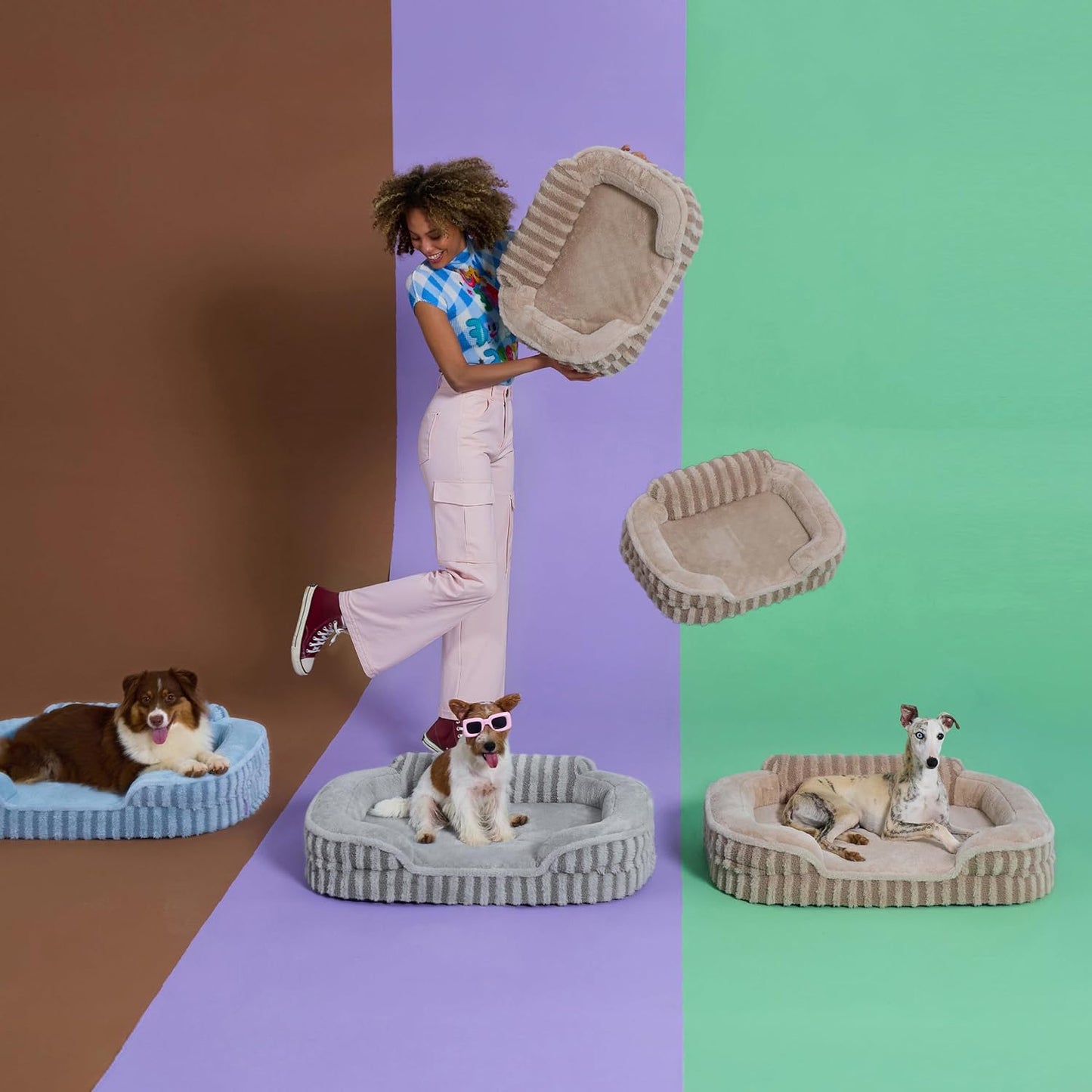 LE SURE Cute Dog Bed for Small Dogs, Orthopedic Waterproof Small Pet Beds with Sides, Non-Slip Bottom and Egg-Crate Foam Puppy Couch Sofa with Washable Removable Cover, Grey