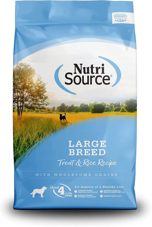 NutriSource Dry Dog Food for Large Breeds, Trout and Rice, 26LB