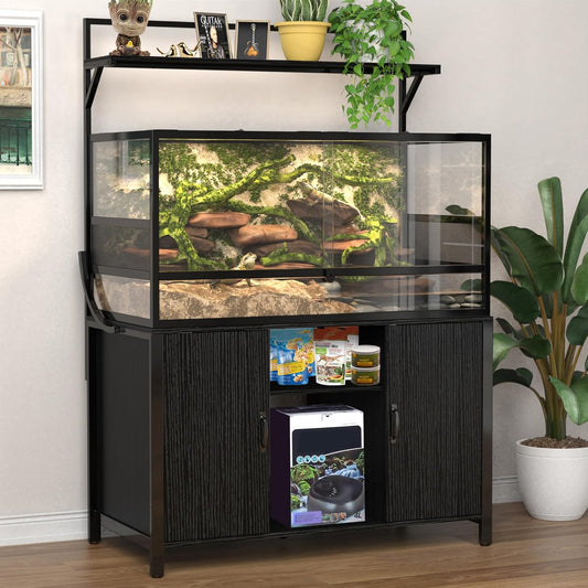 GDLF Reptile Tank Stand Terrarium Stand with Cabinet for Accessories Storage 48" X 24" Tabletop Fits up to 120 Gallon Bearded Dragon, Reptile Terrarium,Turtle Tank