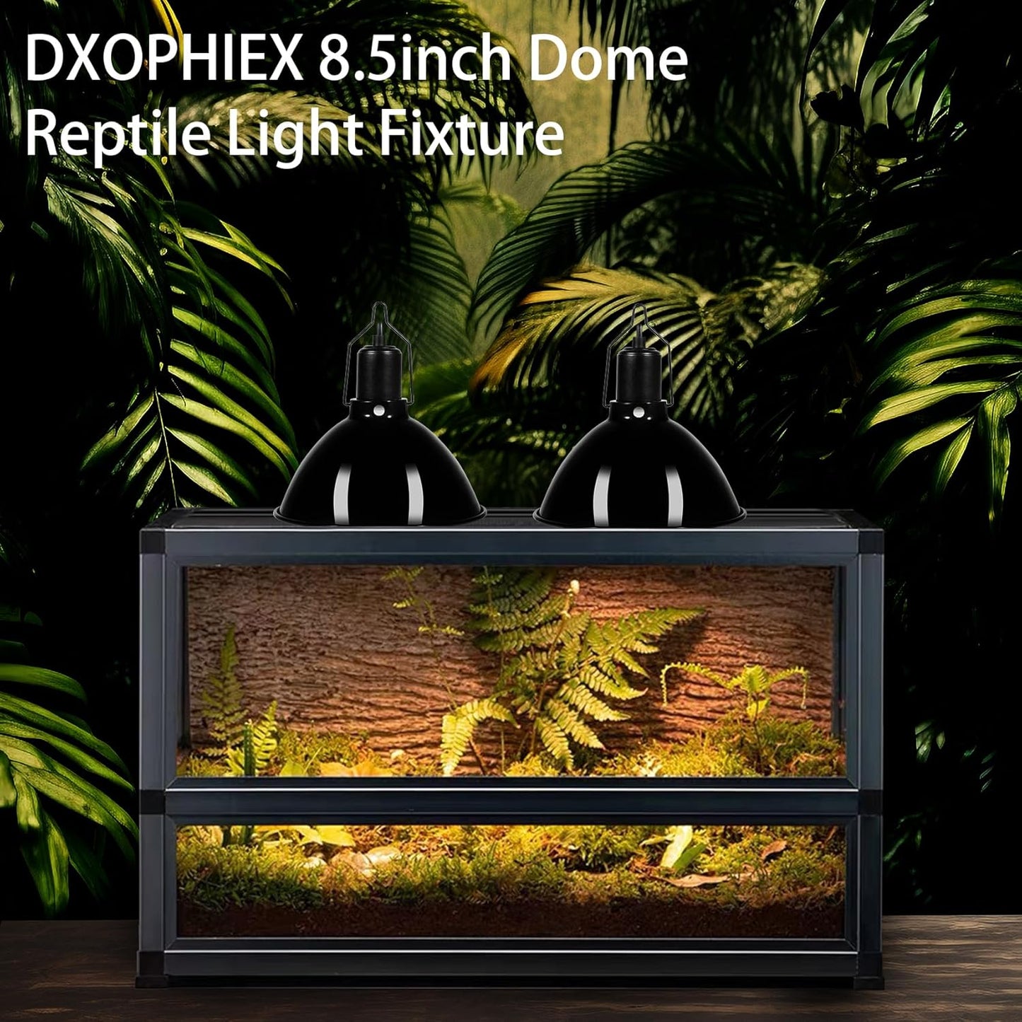 DXOPHIEX 8.5inch Dome Reptile Heat Lamp Reptile Light Fixture UVB Light Fixture Max 150W for Bearded Dragon, Turtles, Snake and Lizard Terrarium