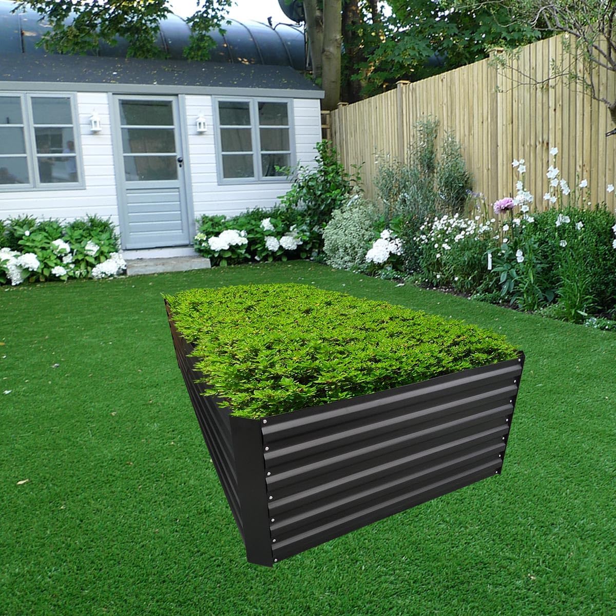 8x2x2FT Metal Raised Garden Bed Kit, Galvanized Outdoor Garden Bed Planter Box for Vegetables, Flowers, Herbs, Succulents and More, Black